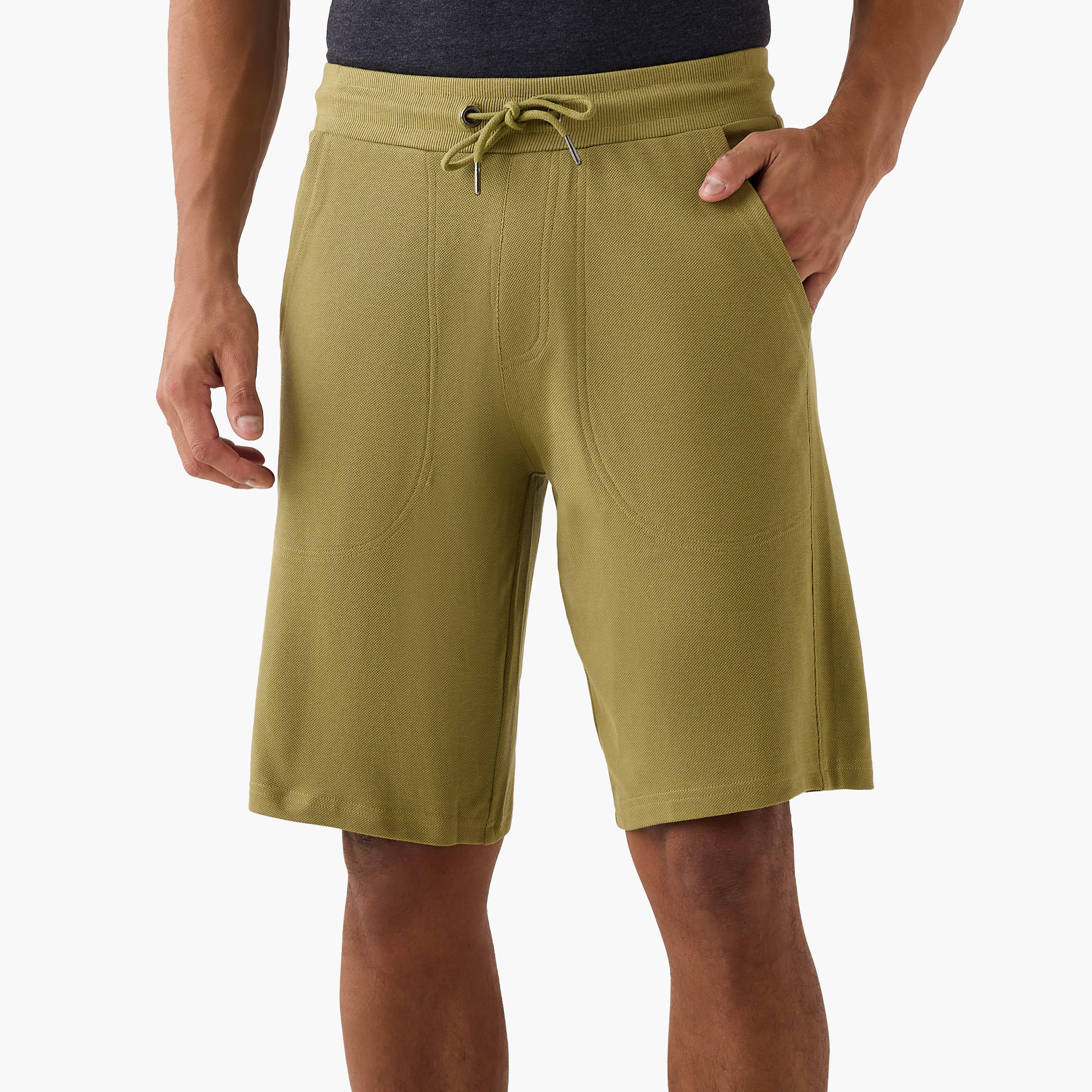 Panelled Lounge Shorts with Drawstring Closure and Pockets-men-clothing-bottoms-shorts-image-1
