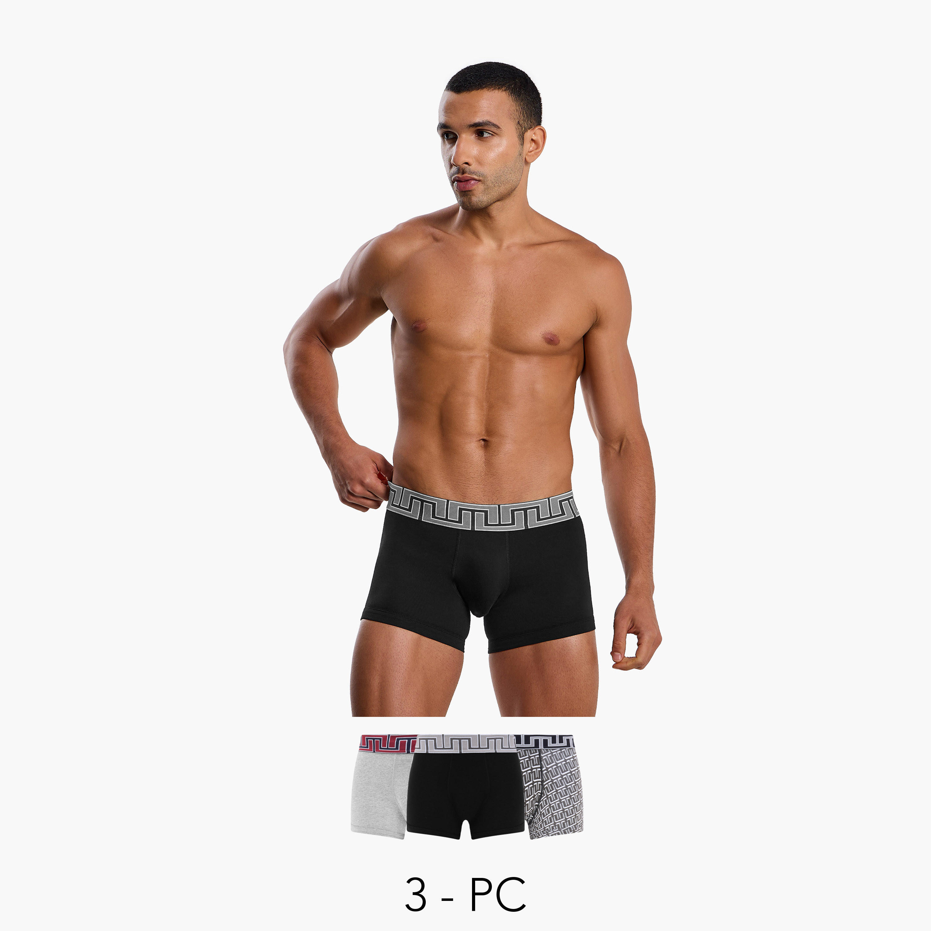 شورتات ترانك هيبستر قطن متنوعة - طقم من 3 قطع-men-clothing-innerwear-underwear-image-1