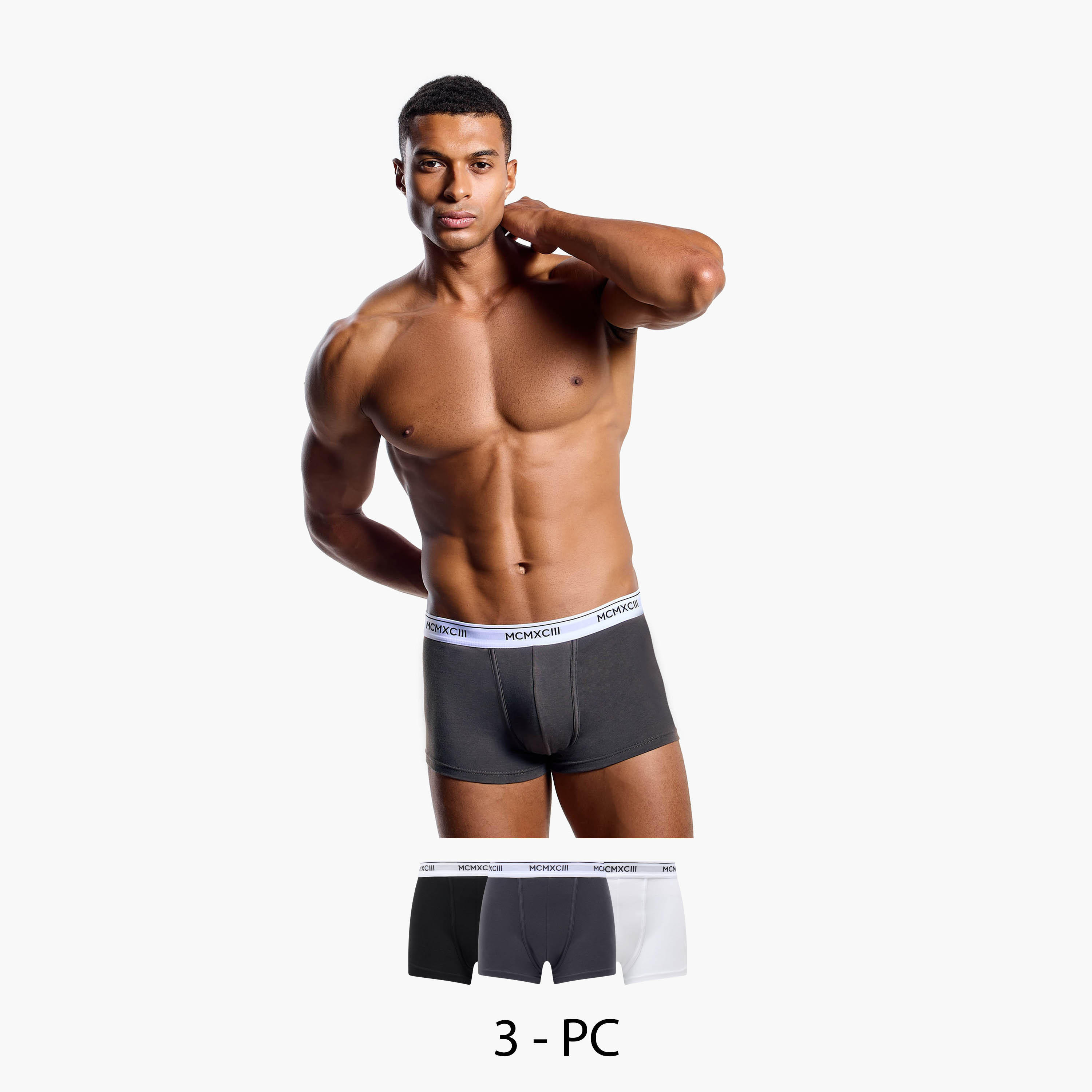 سراويل ترانك مزيج القطن بخصر بطبعات للرجال - طقم من 3-men-clothing-innerwear-underwear-image-1