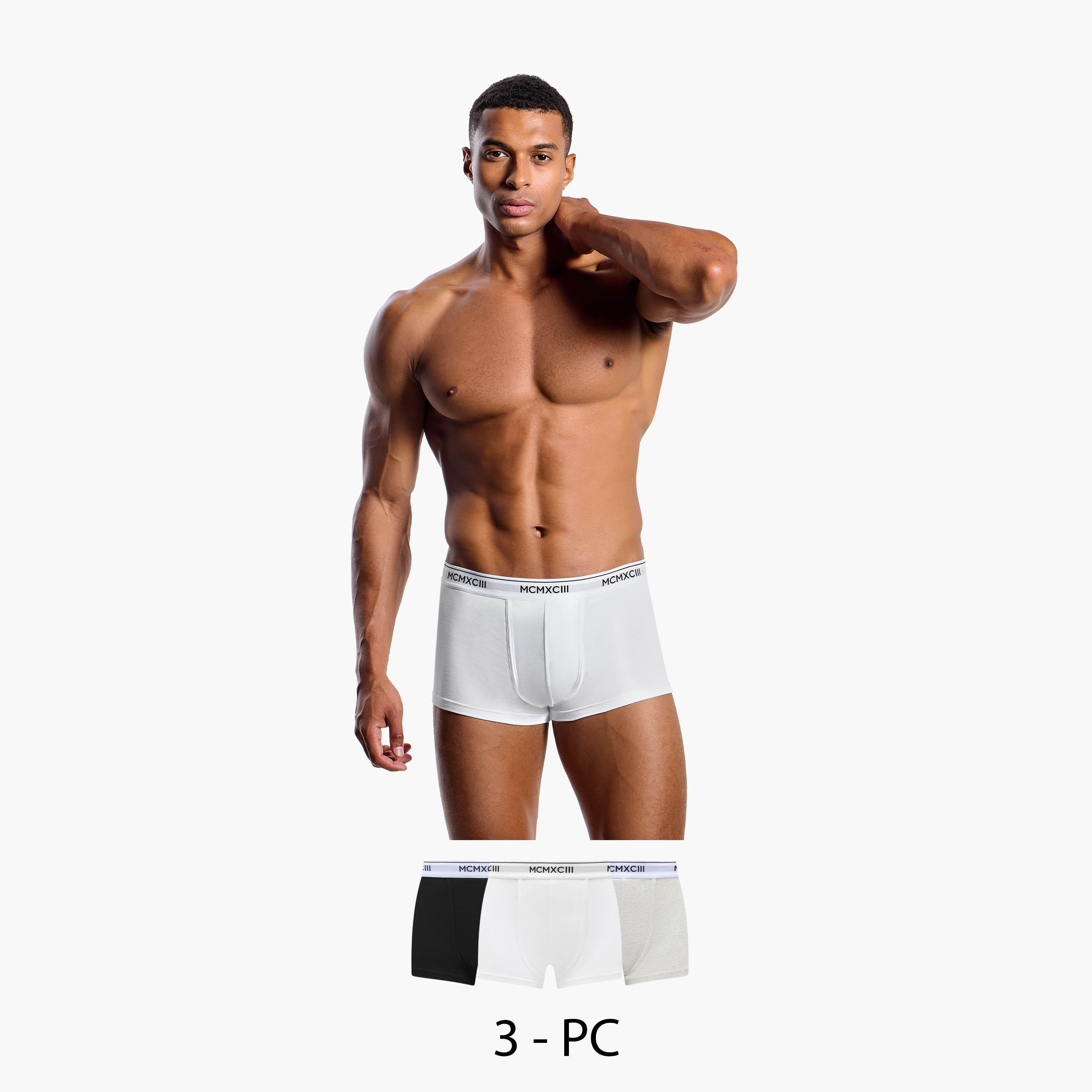 سراويل ترانك مزيج القطن بخصر بطبعات للرجال - طقم من 3-men-clothing-innerwear-underwear-image-1