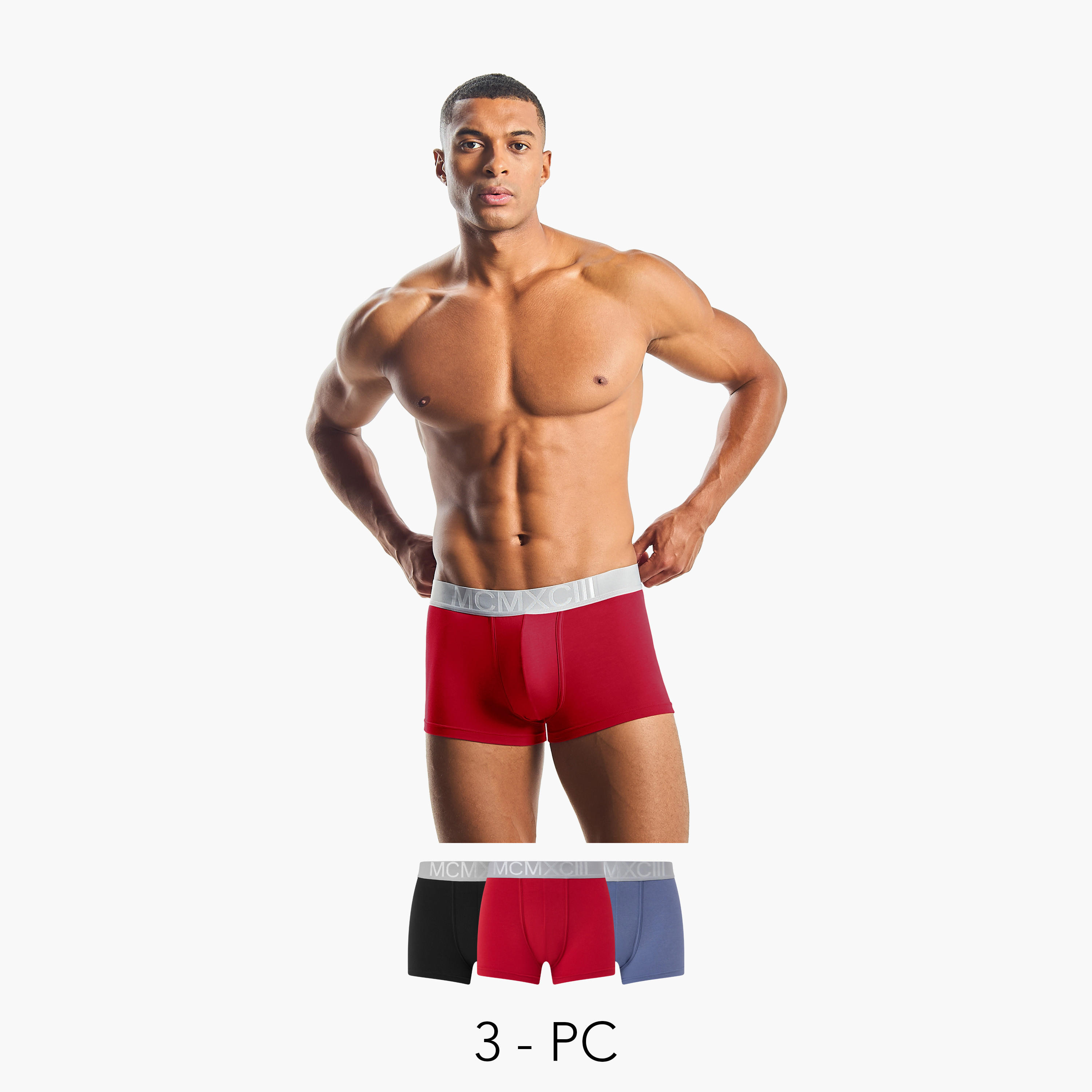 سراويل ترانك من مزيج القطن بخصر مطاطي وطبعات للرجال - طقم من 3-men-clothing-innerwear-underwear-image-1