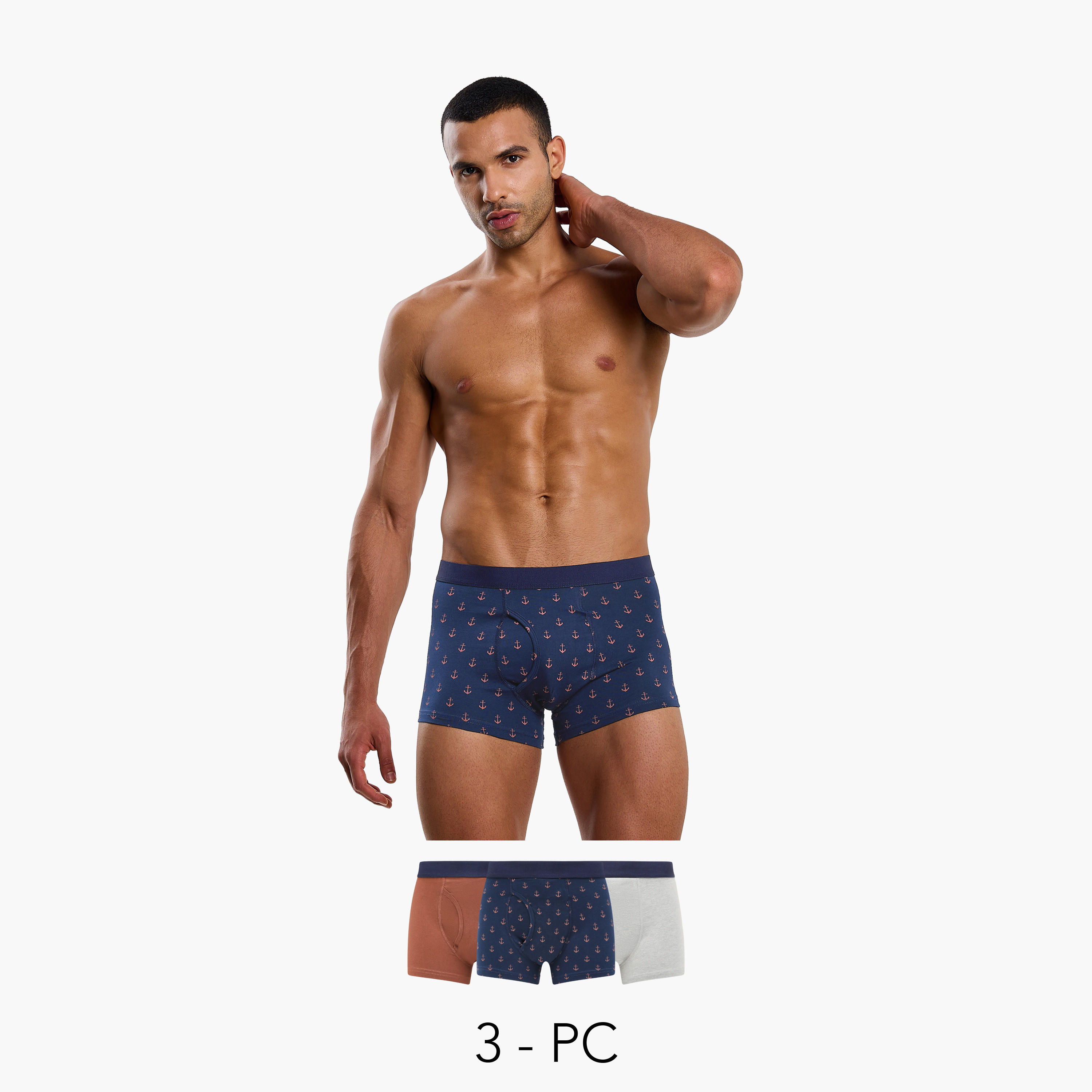 سراويل بوكسر متنوعة للرجال - طقم من 3 قطع-men-clothing-innerwear-underwear-image-1