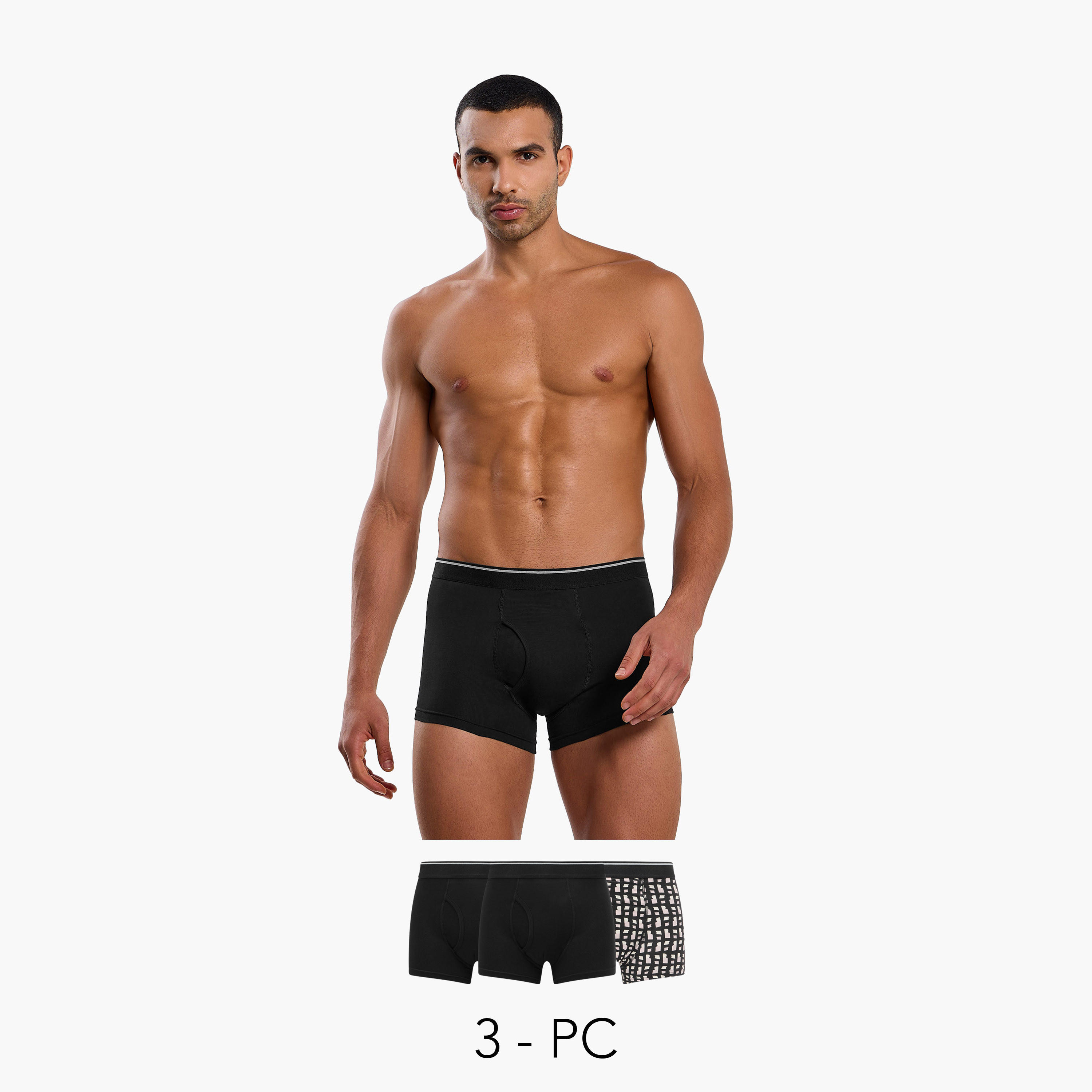 Men Assorted Prints Cotton Blend Trunks - Pack of 3-men-clothing-innerwear-underwear-image-1