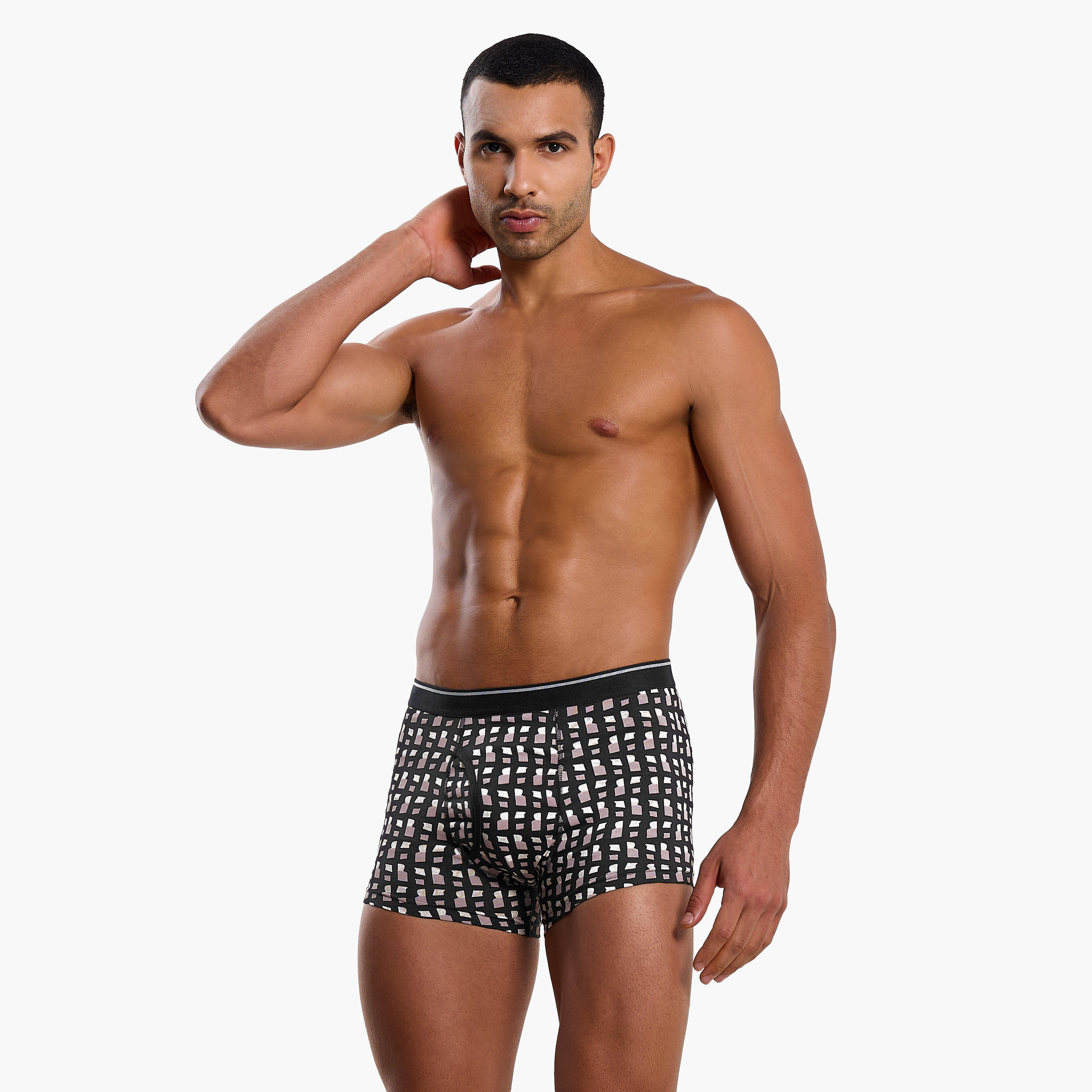 Men Assorted Prints Cotton Blend Trunks - Pack of 3-men-clothing-innerwear-underwear-image-2
