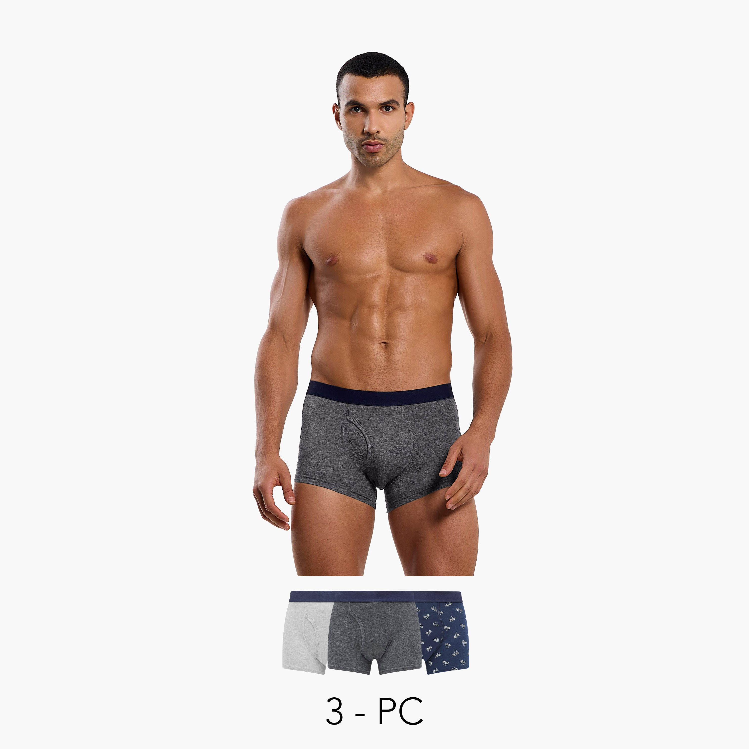 Men Assorted Prints Cotton Blend Trunks - Pack of 3-men-clothing-innerwear-underwear-image-1