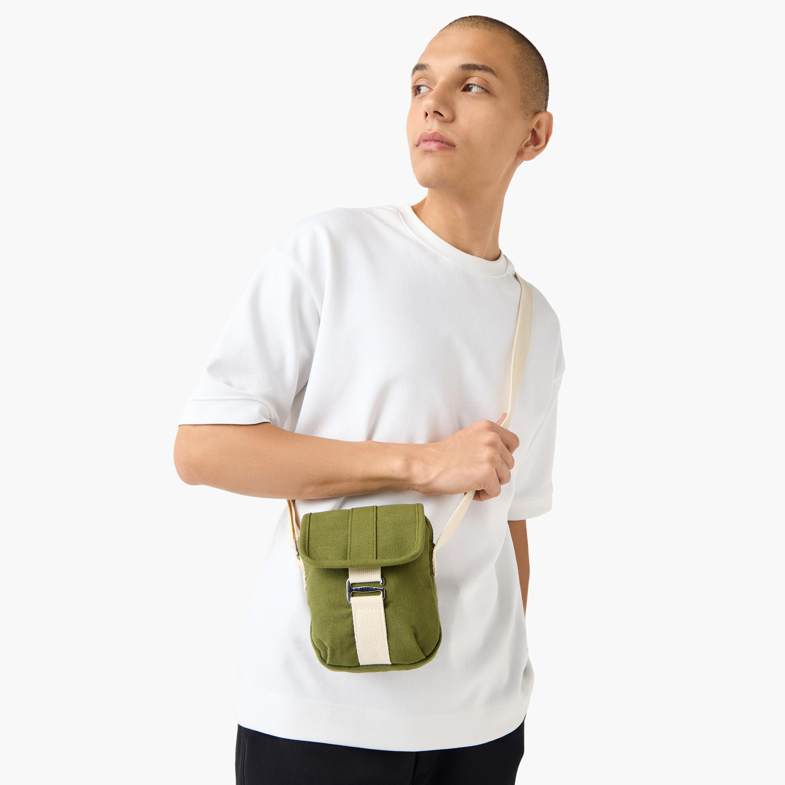 Textured Sling Bag with Adjustable Strap-men-bags-image-2