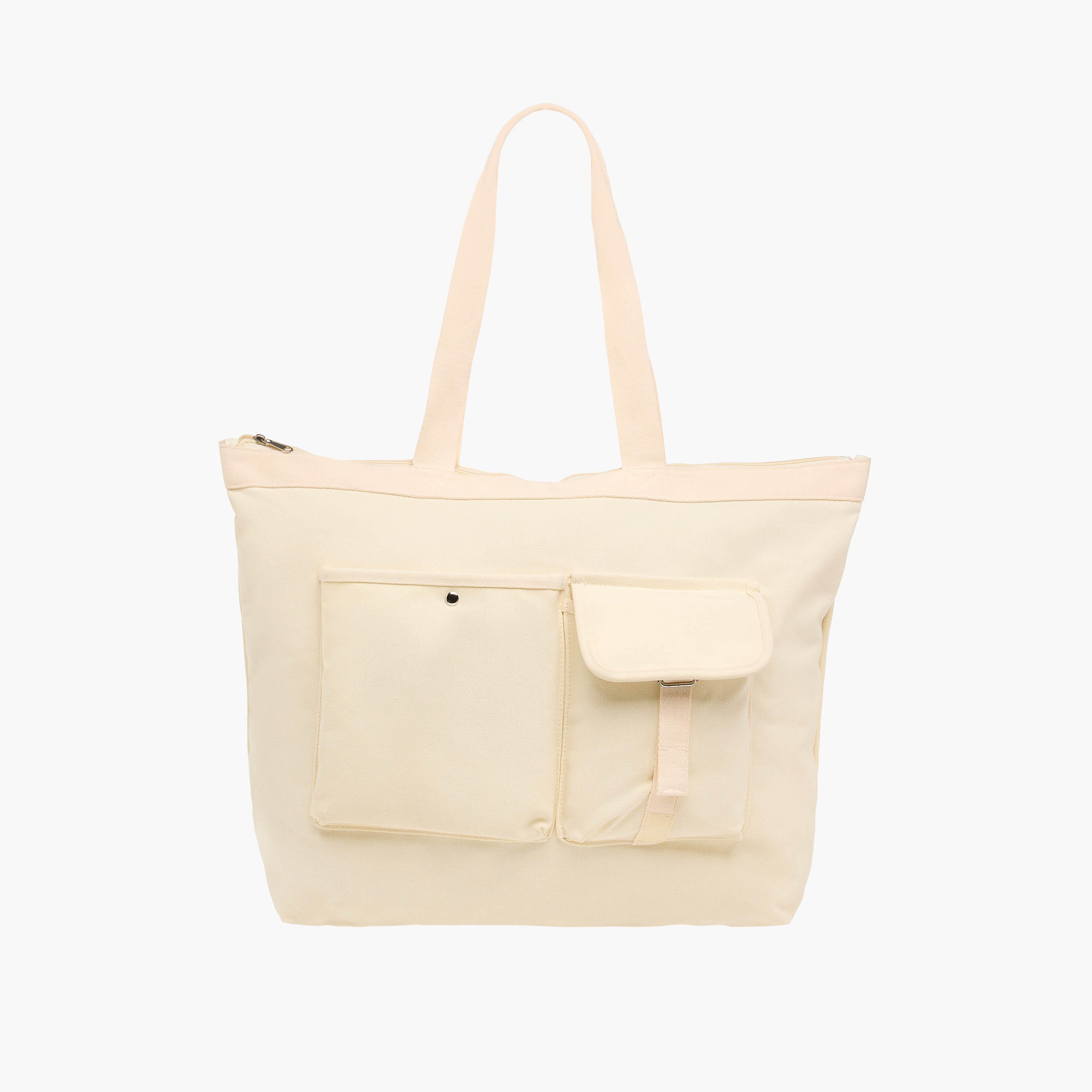 Canvas Tote Bag with Pockets and Double Handles-men-bags-image-1