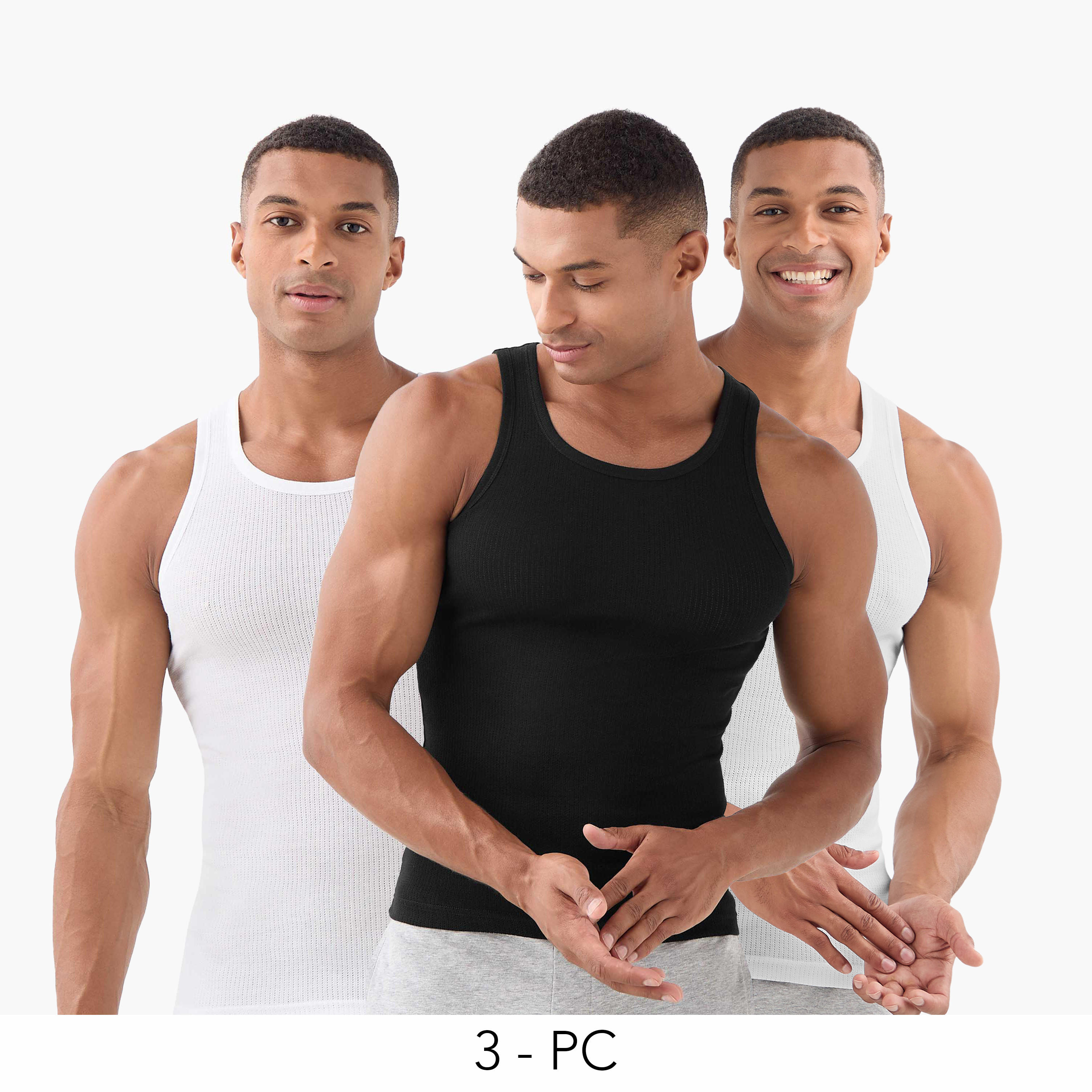 فيست وافل بارز الملمس - طقم من 3 قطع-men-clothing-innerwear-vests-image-1