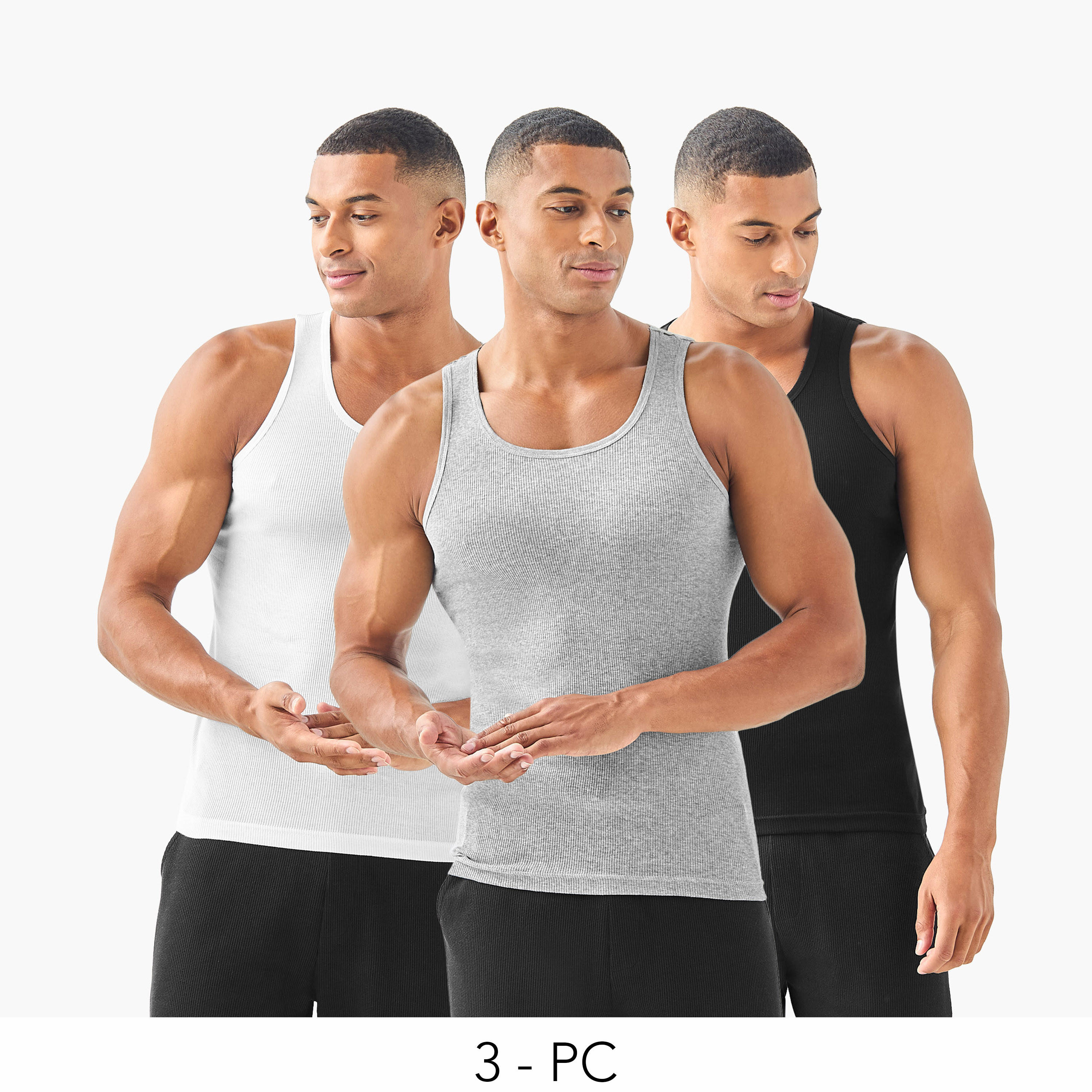 Set of 3 - Ribbed Vest-men-clothing-innerwear-vests-image-1