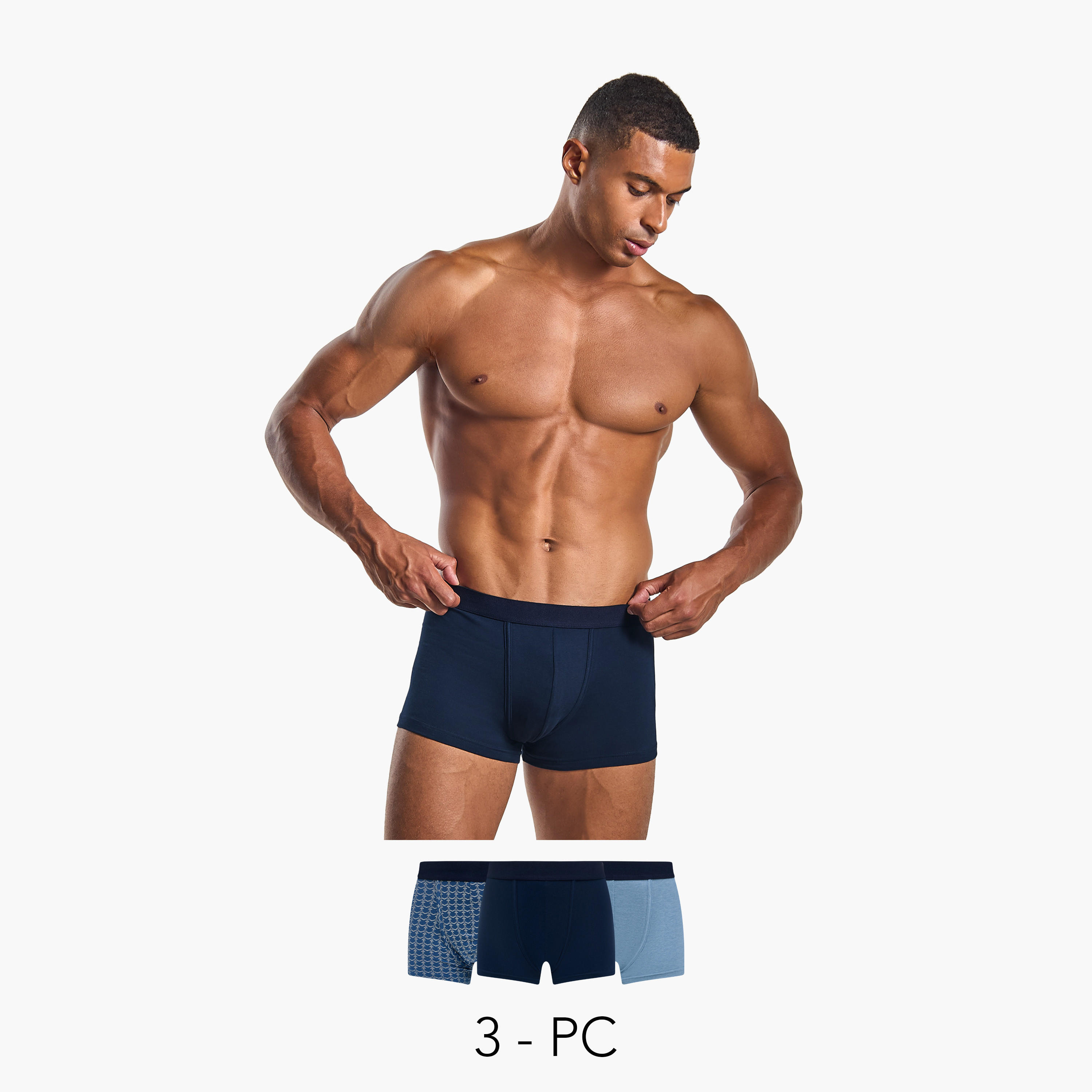 شورتات ترانك رجالي من مزيج القطن - عبوة من 3 قطع-men-clothing-innerwear-underwear-image-1