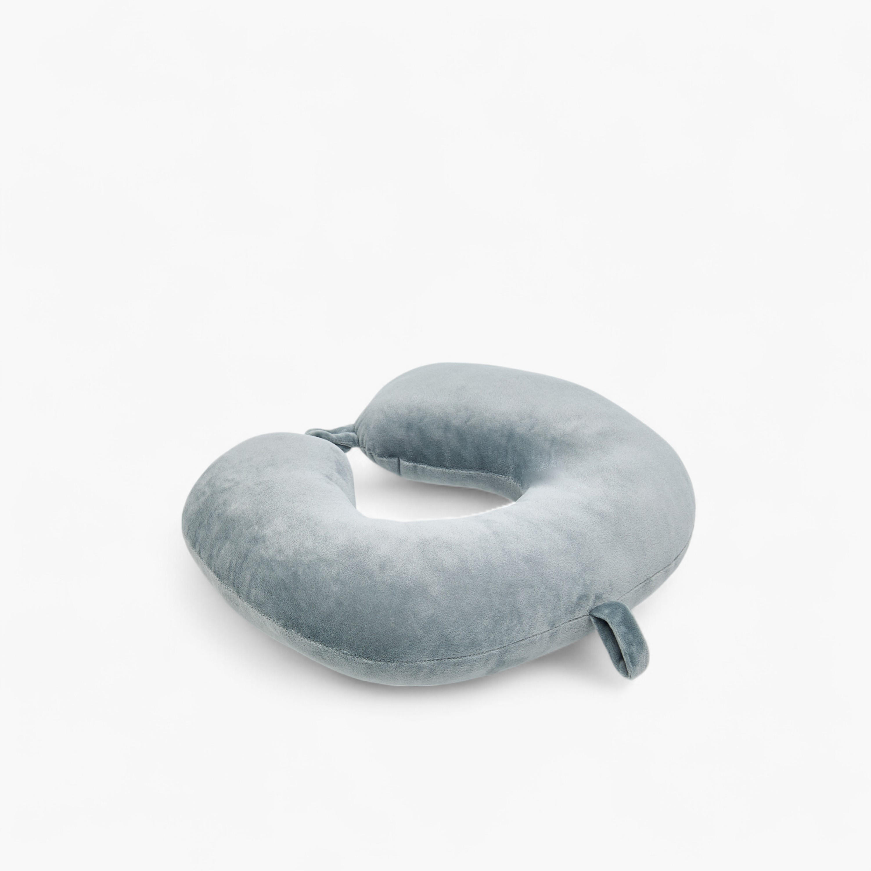 Velour Travel Neck Pillow with Snap Button Closure-travel-pillows-image-2