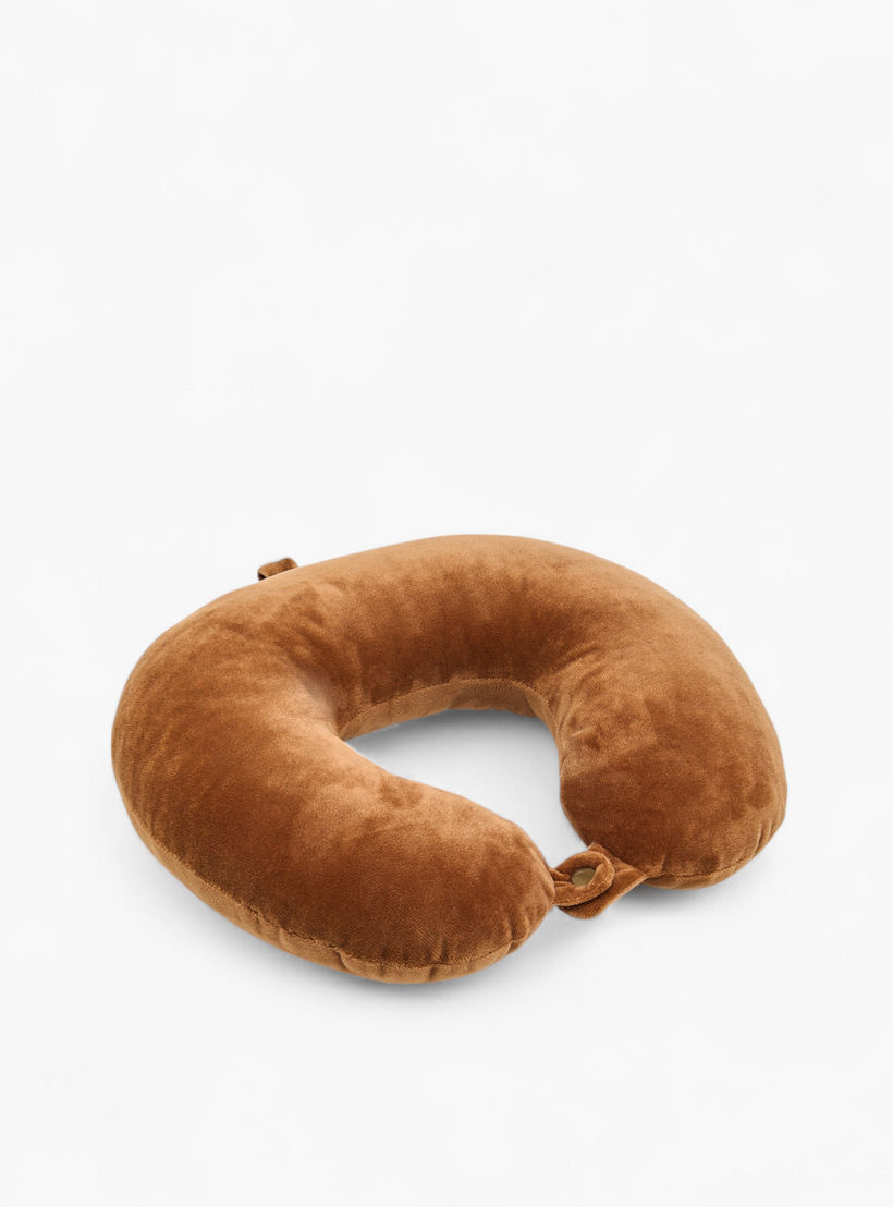 Velour Neck Pillow with Snap Button Closure-travel-pillows-image-1