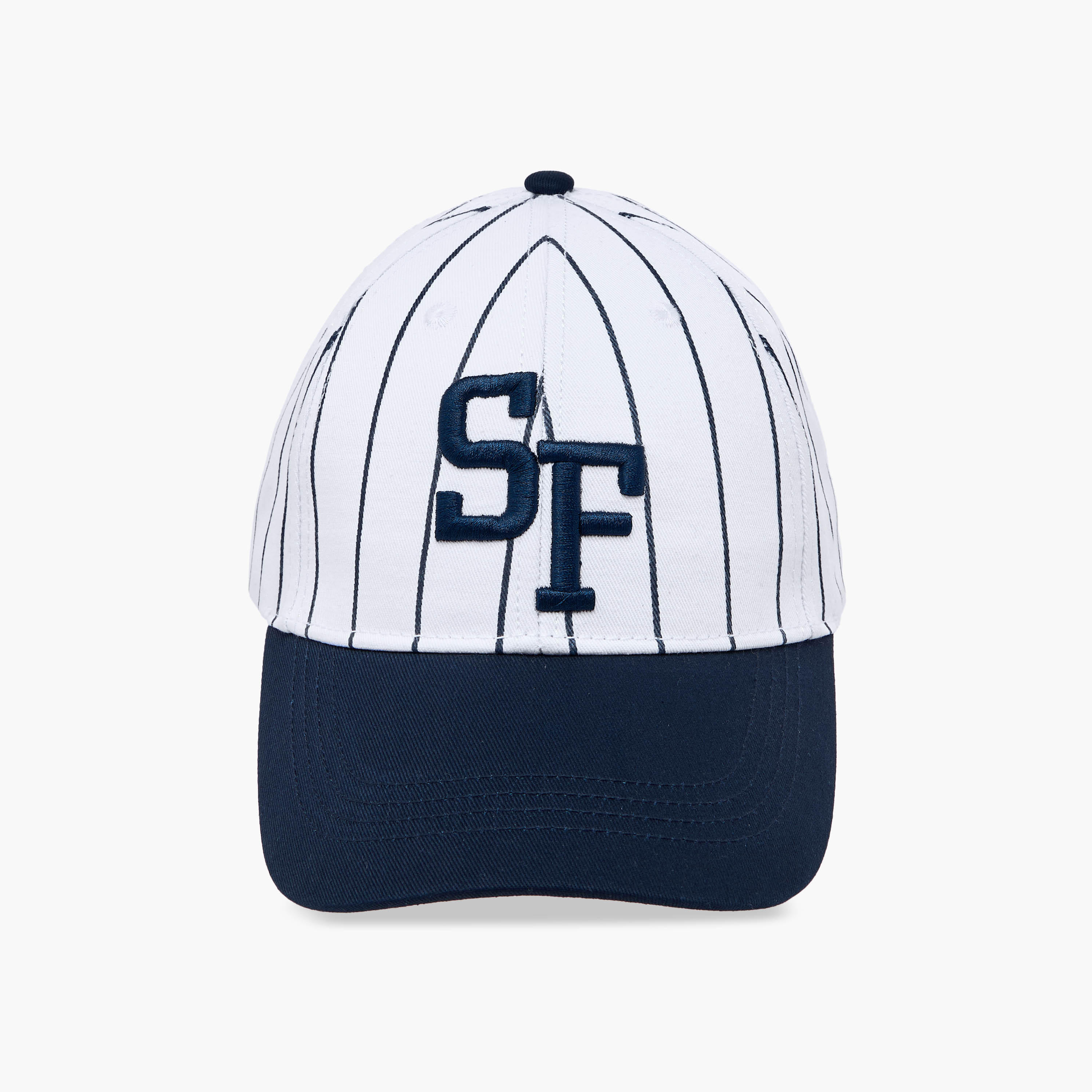 Striped Cap with Buckled Strap Closure-men-caps-image-1