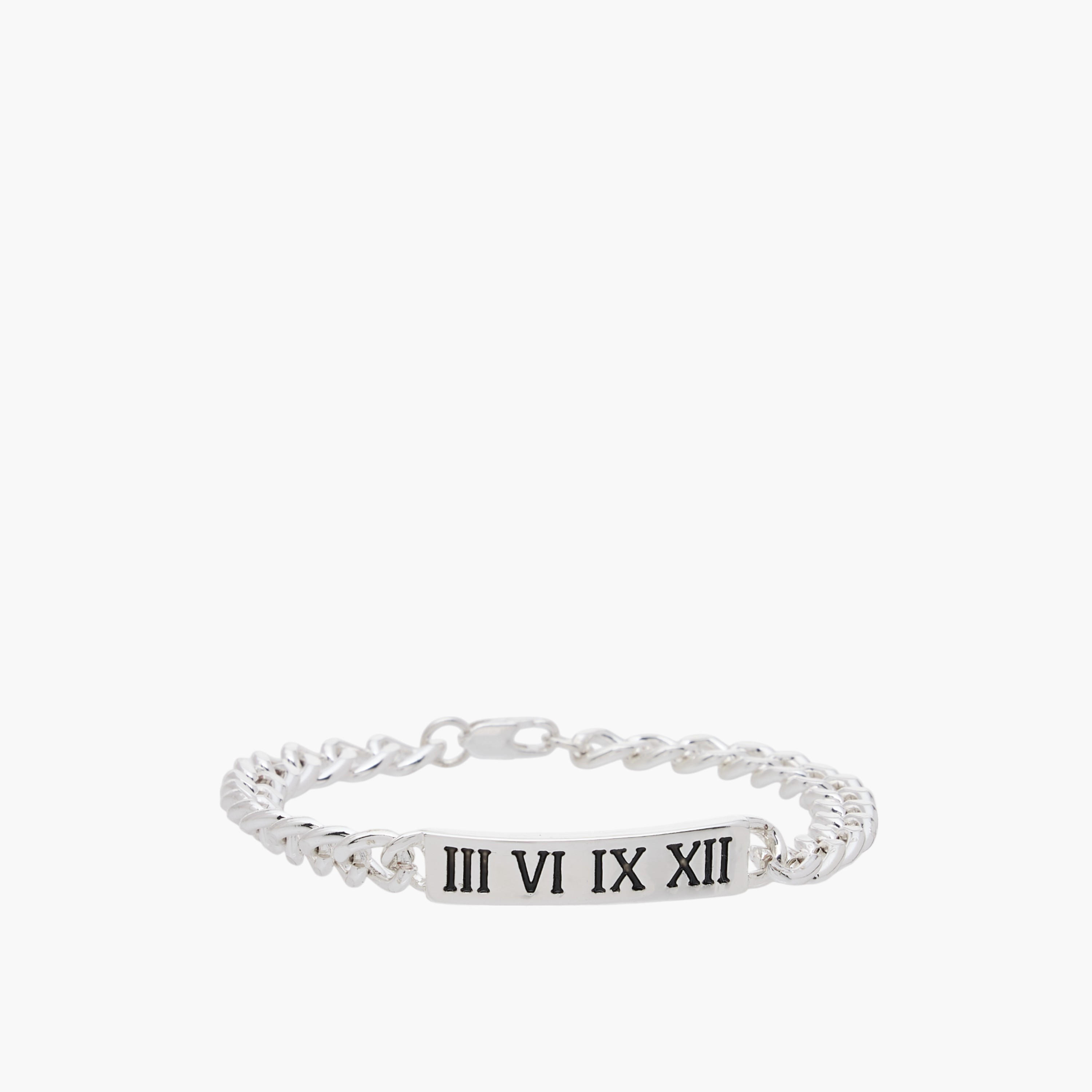 سوار سلسلة بمشبك إغلاق وتفاصيل أرقام رومانية-men-watchesandjewellery-bracelets-image-1