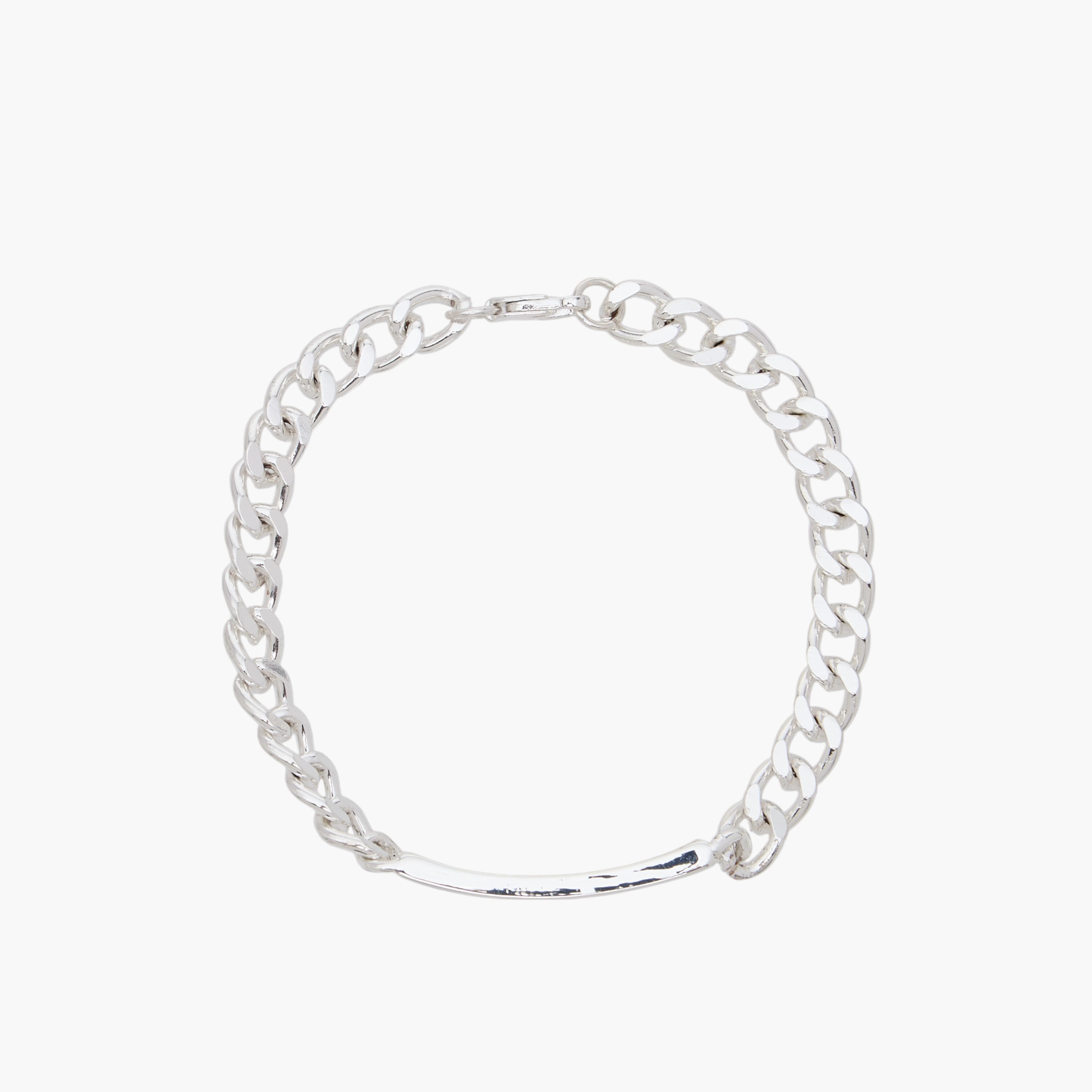 سوار سلسلة بمشبك إغلاق وتفاصيل أرقام رومانية-men-watchesandjewellery-bracelets-image-3