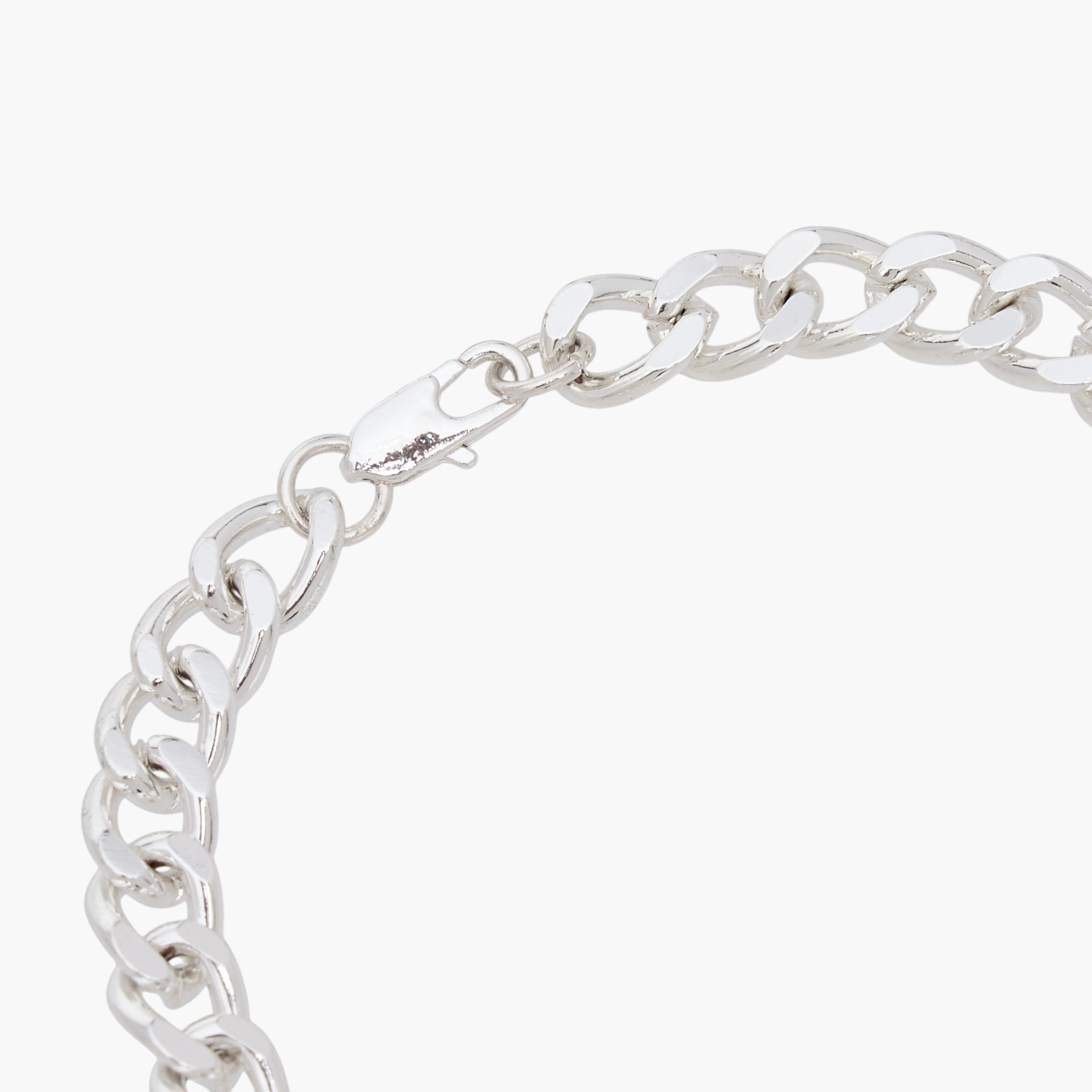 سوار سلسلة بمشبك إغلاق وتفاصيل أرقام رومانية-men-watchesandjewellery-bracelets-image-5