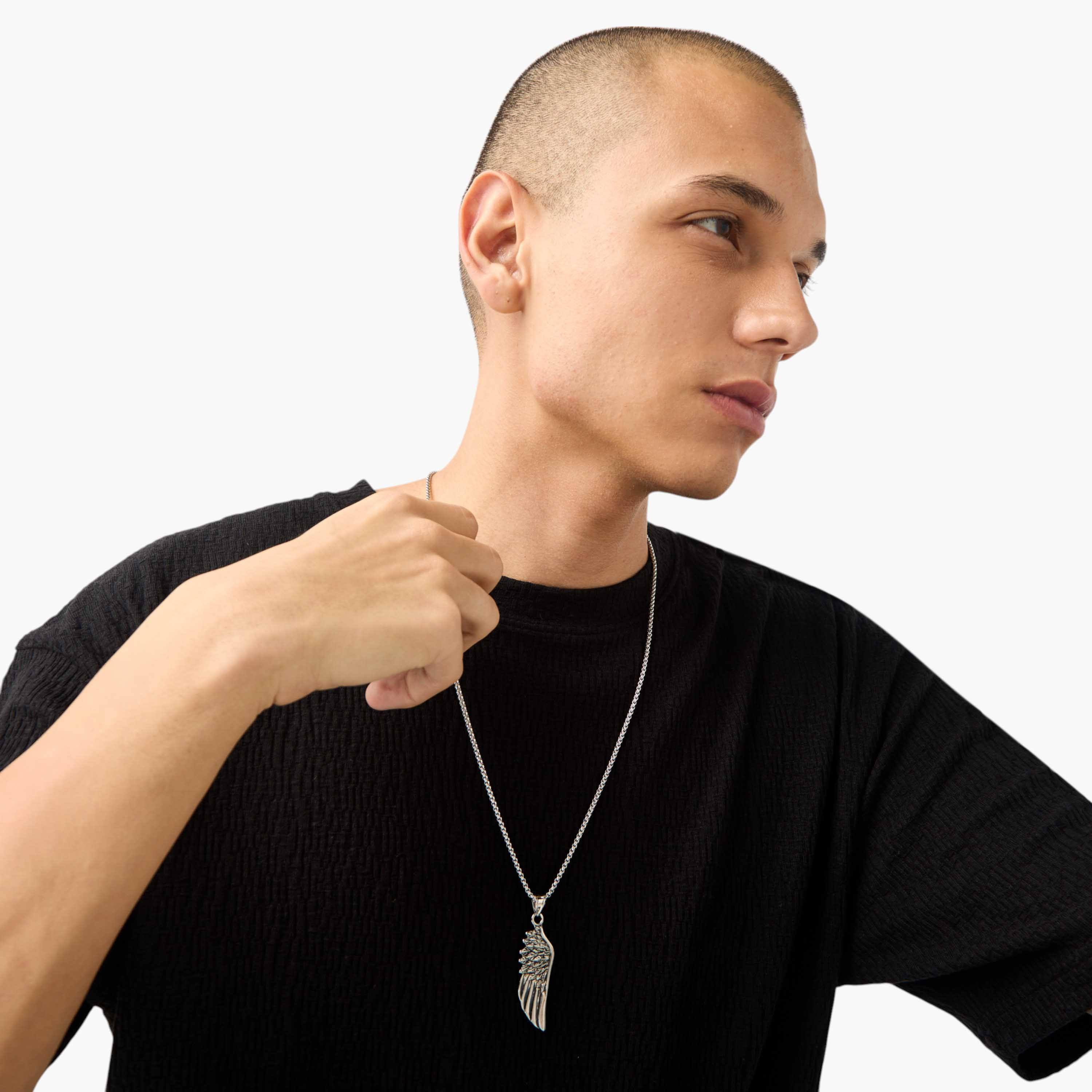 عقد ميتاليك بدلاية جناح ومشبك إغلاق-men-watchesandjewellery-necklacesandpendants-image-2