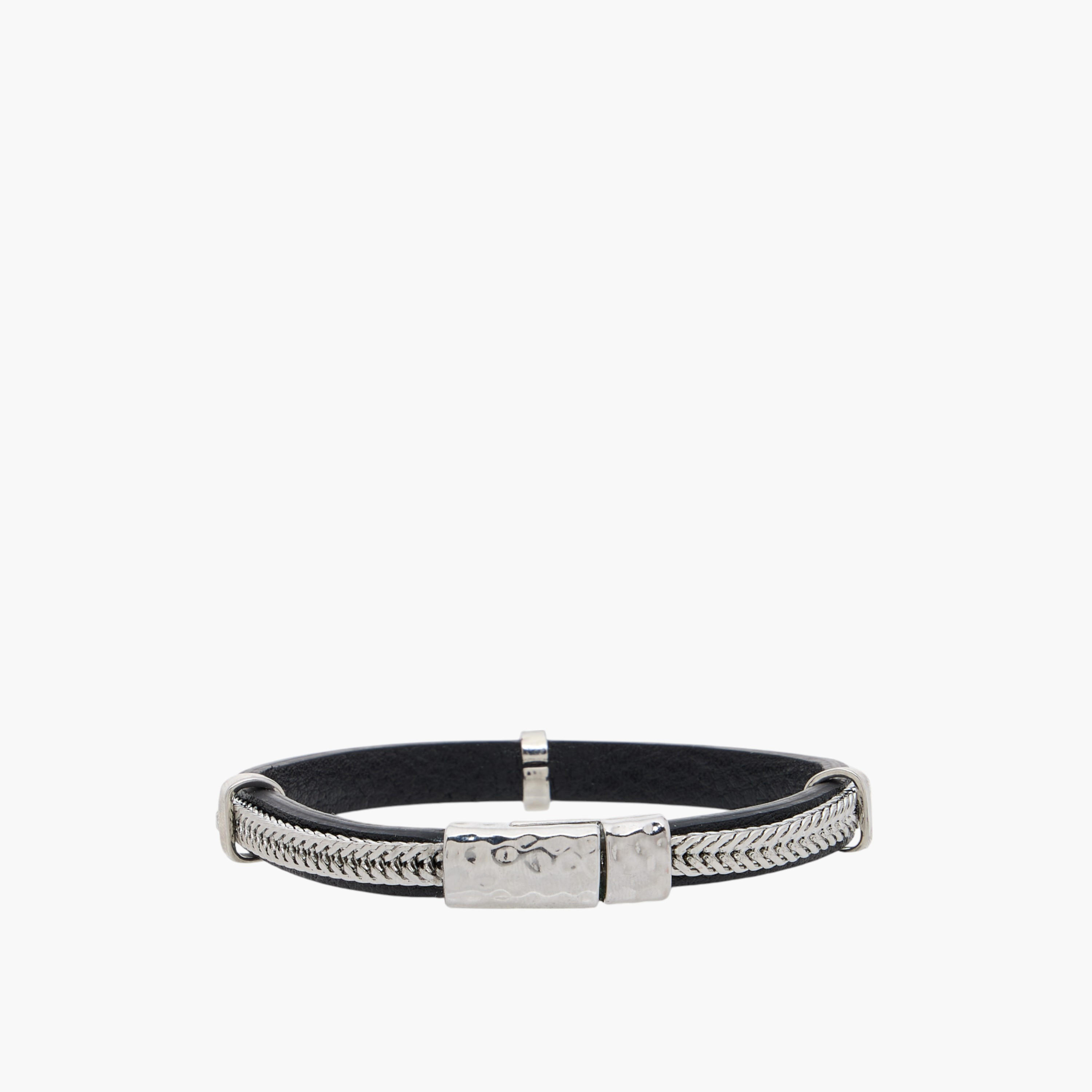 Braided Leather Bracelet with Magnetic Closure-men-watchesandjewellery-bracelets-image-1