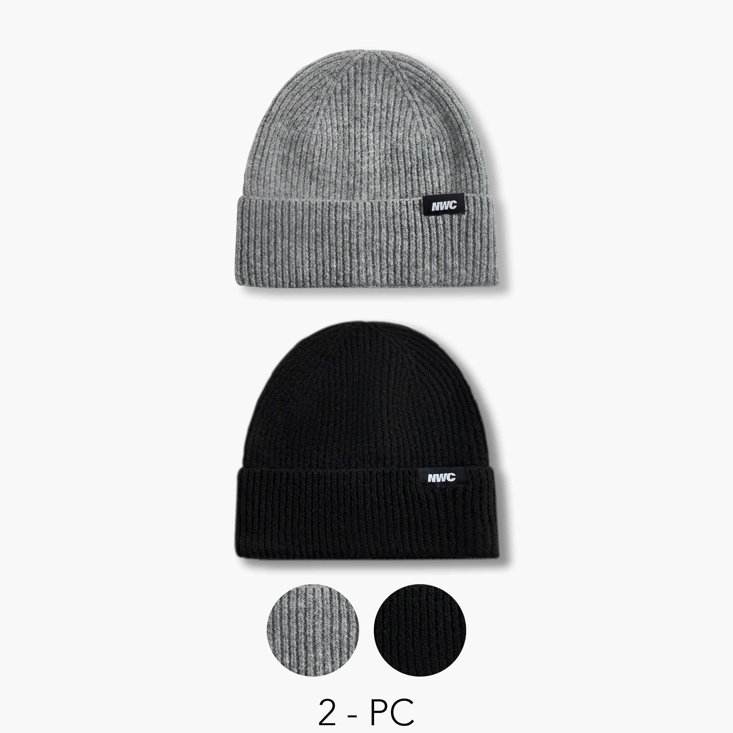Men Ribbed Beanie Cap - Set of 2-men-caps-image-1