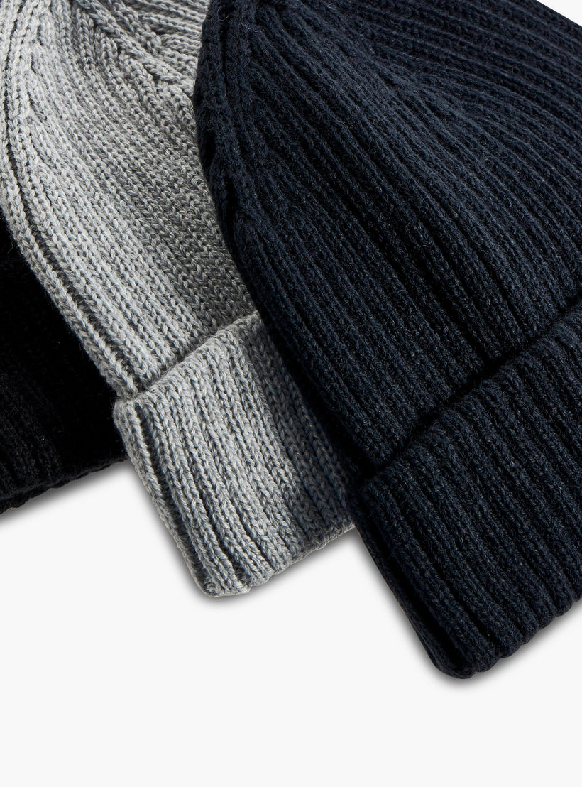 Men Ribbed Beanie Cap - Set of 3-men-caps-image-6