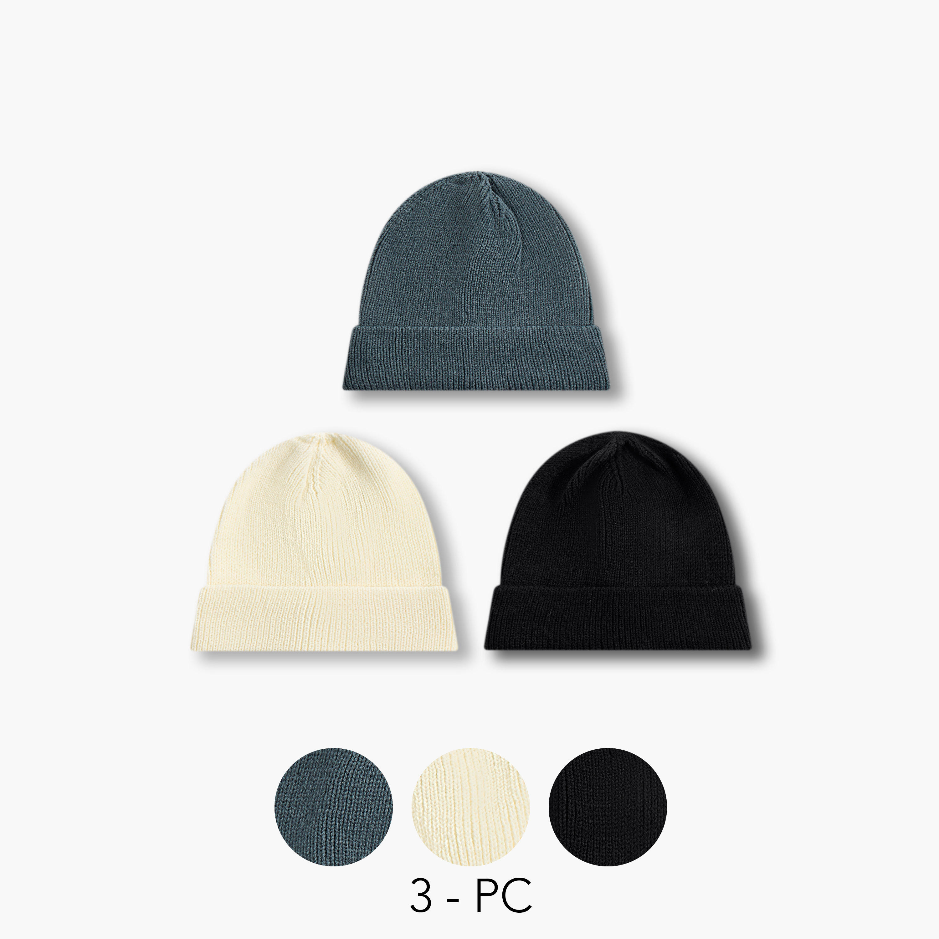 Men Ribbed Beanie Cap - Set of 3-men-caps-image-1