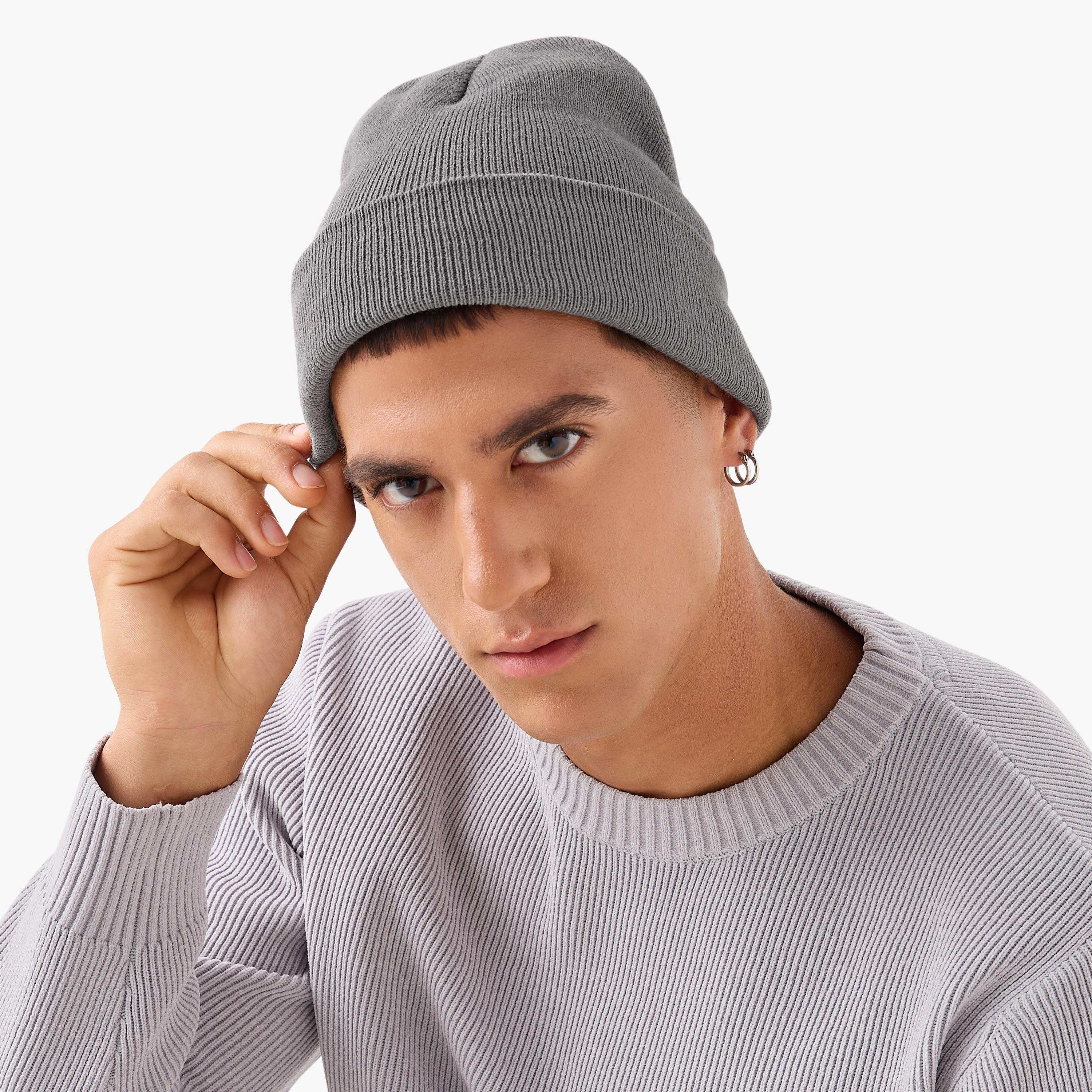 Men Ribbed Beanie Cap - Set of 3-men-caps-image-3