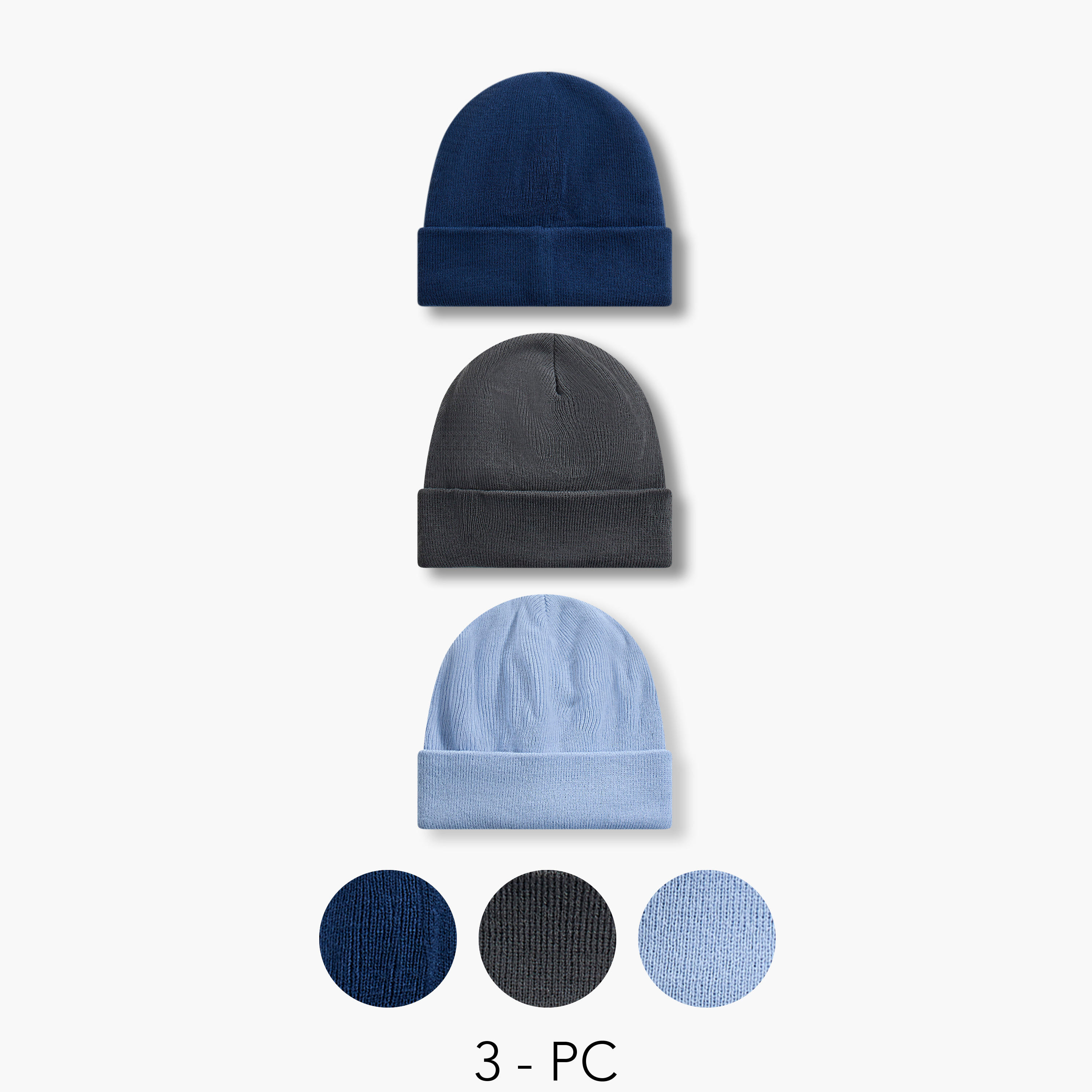 كابات بيني مضلعة للرجال - طقم 3 قطع-men-caps-image-1