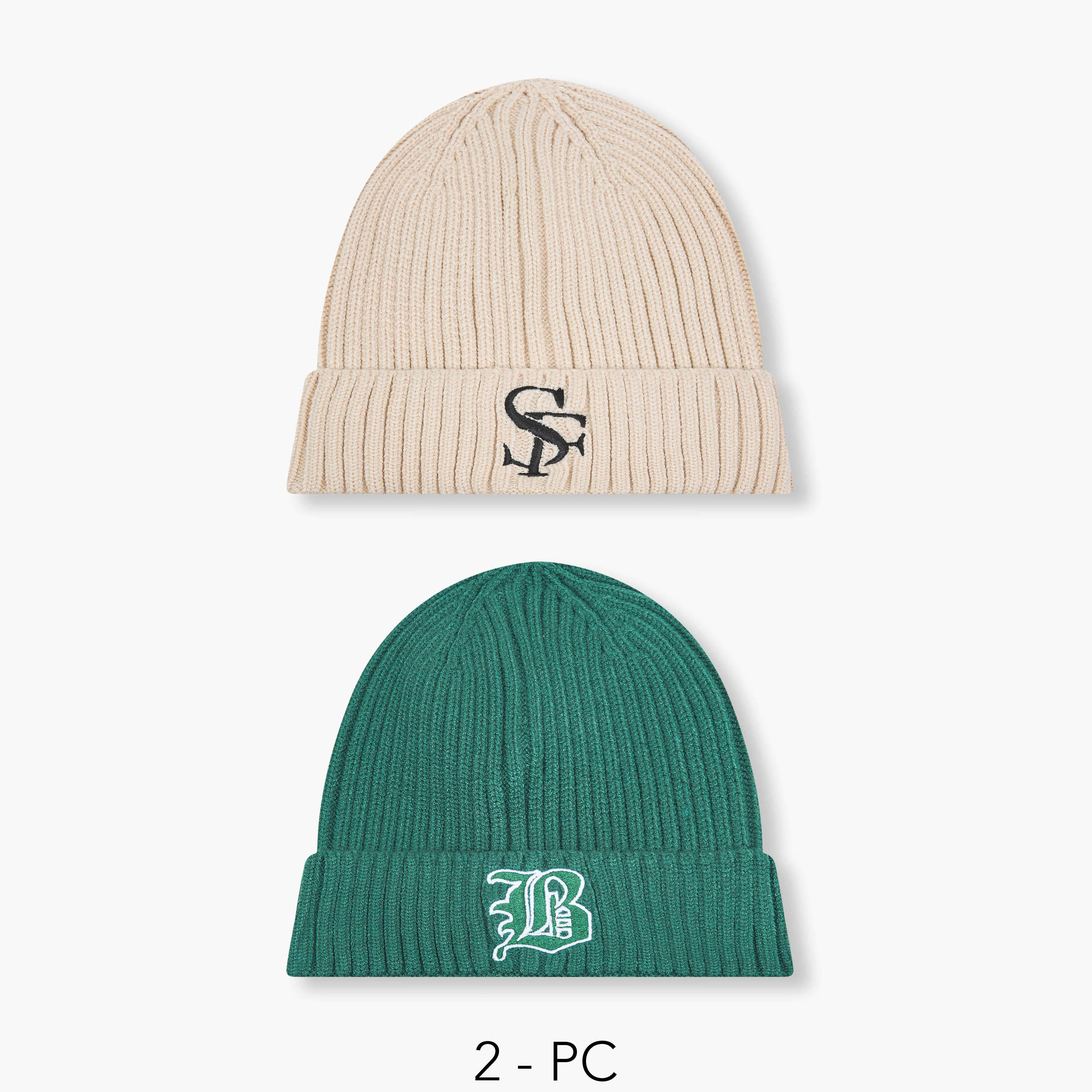 Men Ribbed Beanie Cap - Set of 2-men-caps-image-1