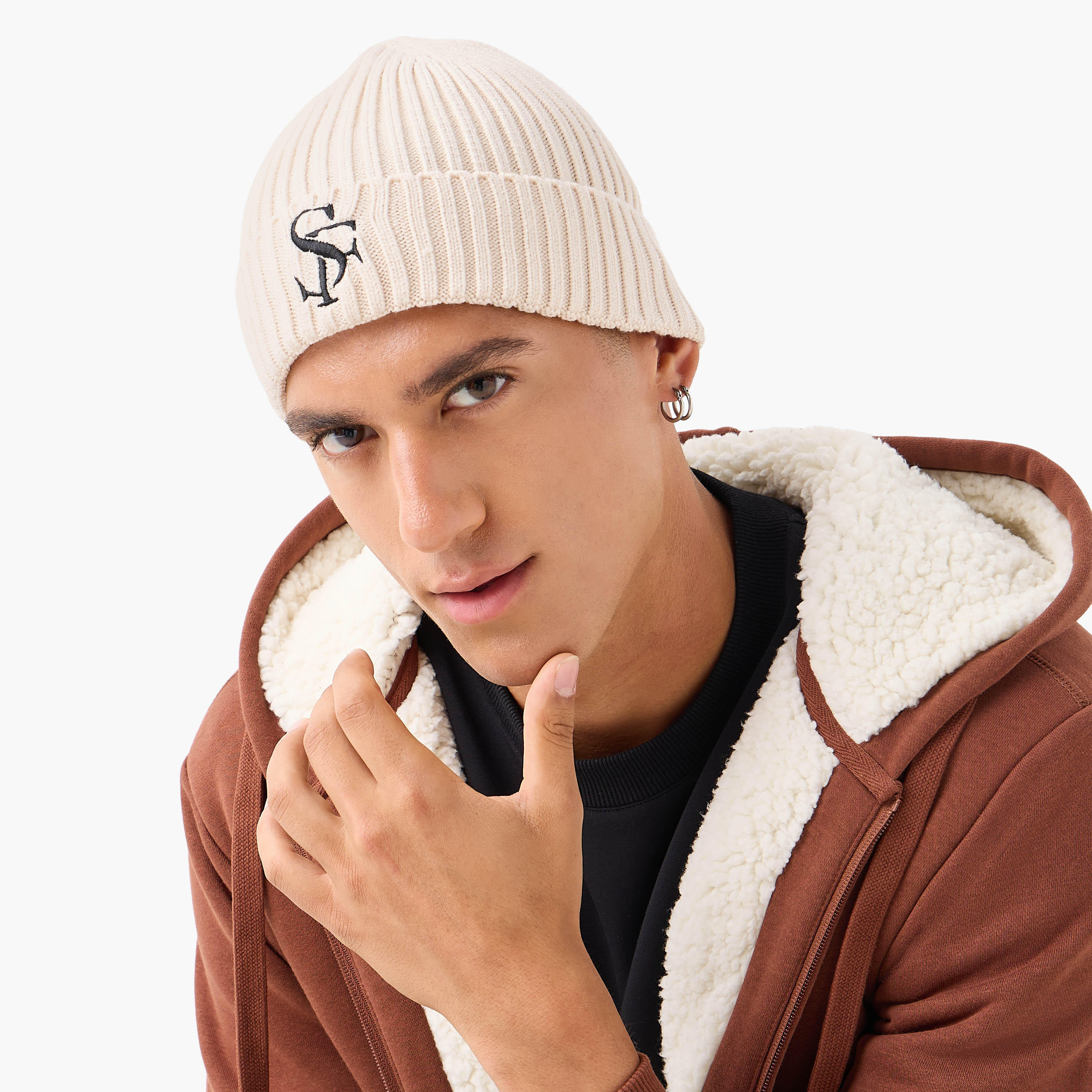 Men Ribbed Beanie Cap - Set of 2-men-caps-image-2
