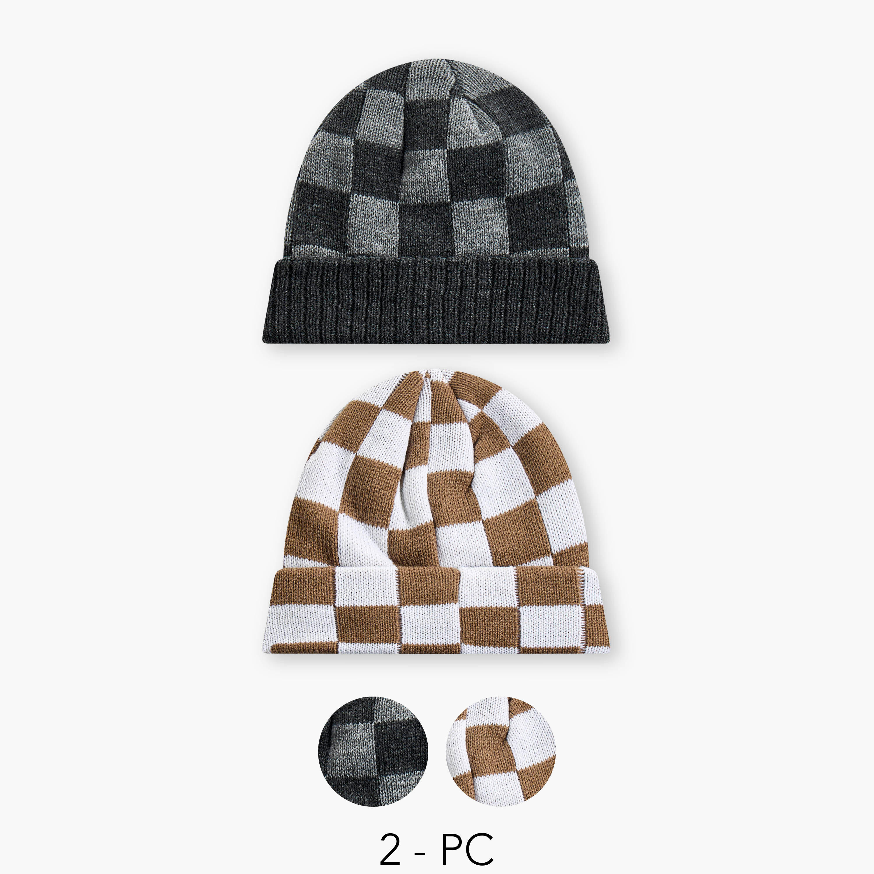 Men Ribbed Beanie Cap - Set of 2-men-caps-image-1