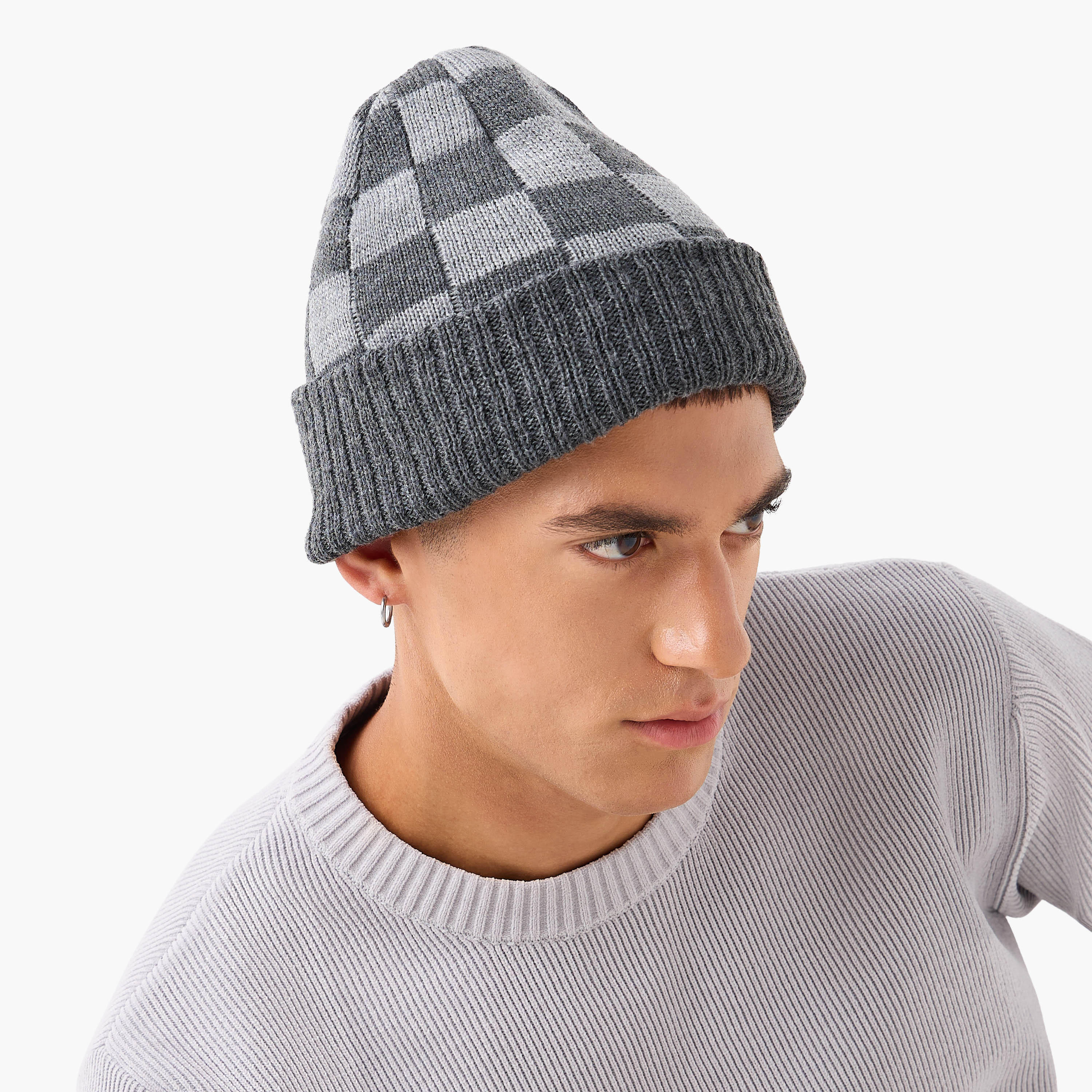 Men Ribbed Beanie Cap - Set of 2-men-caps-image-2