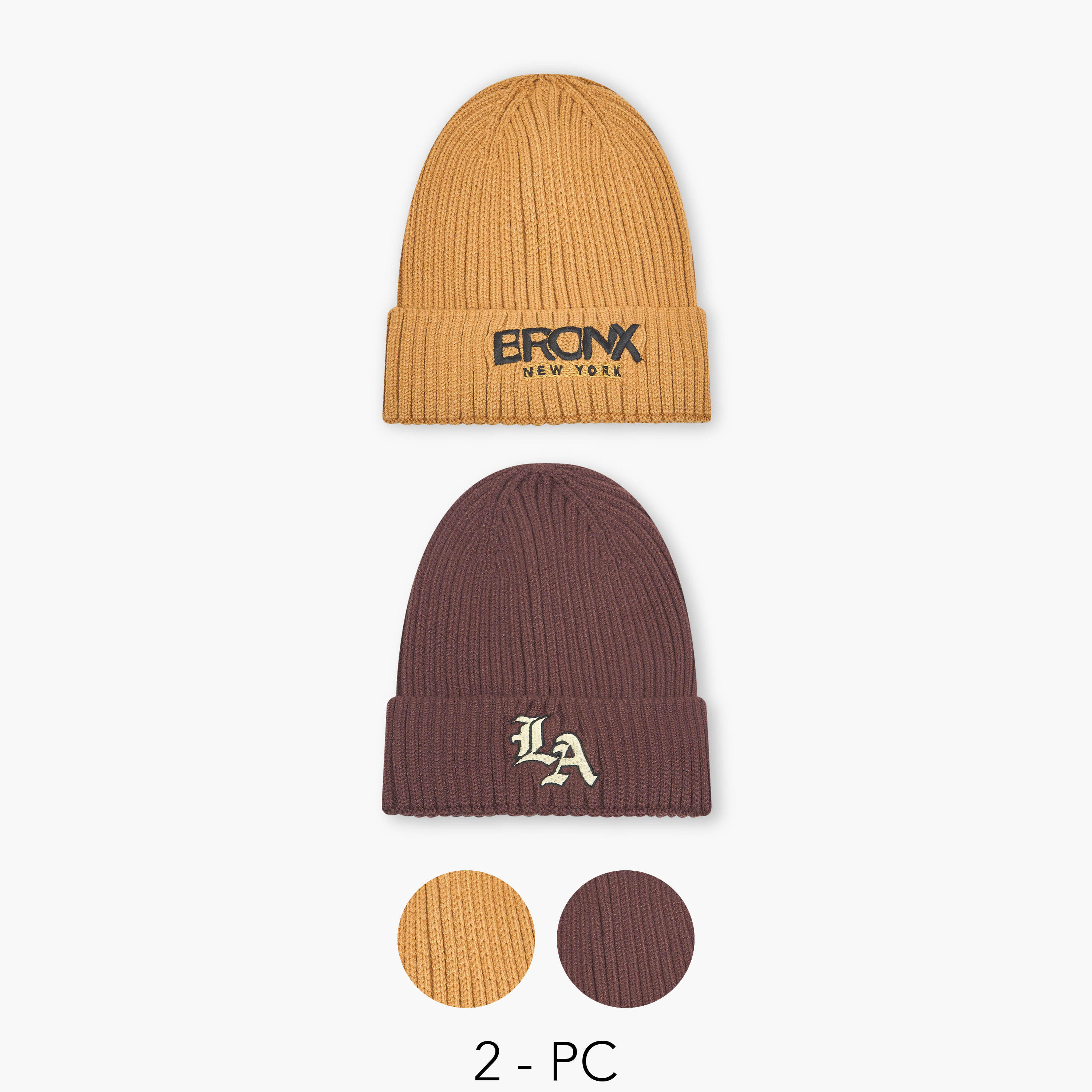 Men Ribbed Beanie Cap - Set of 2-men-caps-image-1