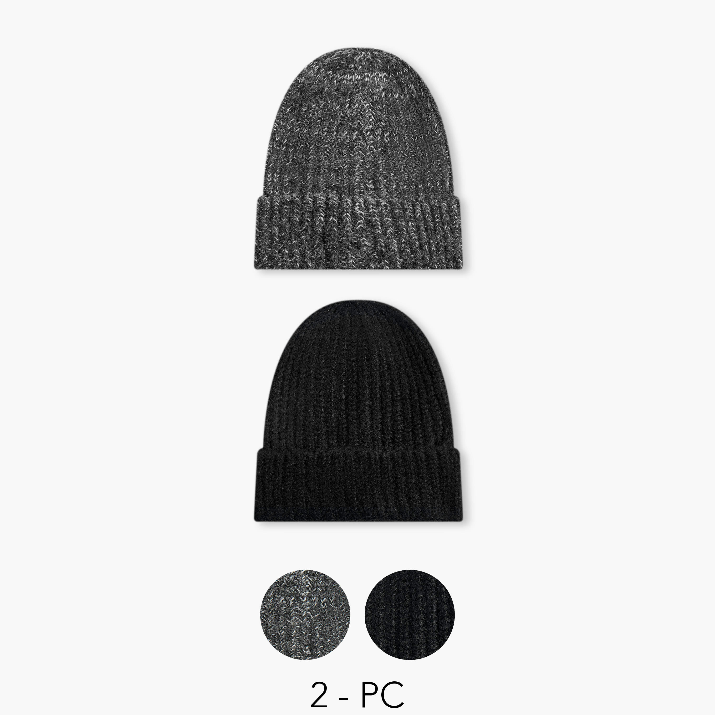 Men Ribbed Beanie Cap - Set of 2-men-caps-image-1