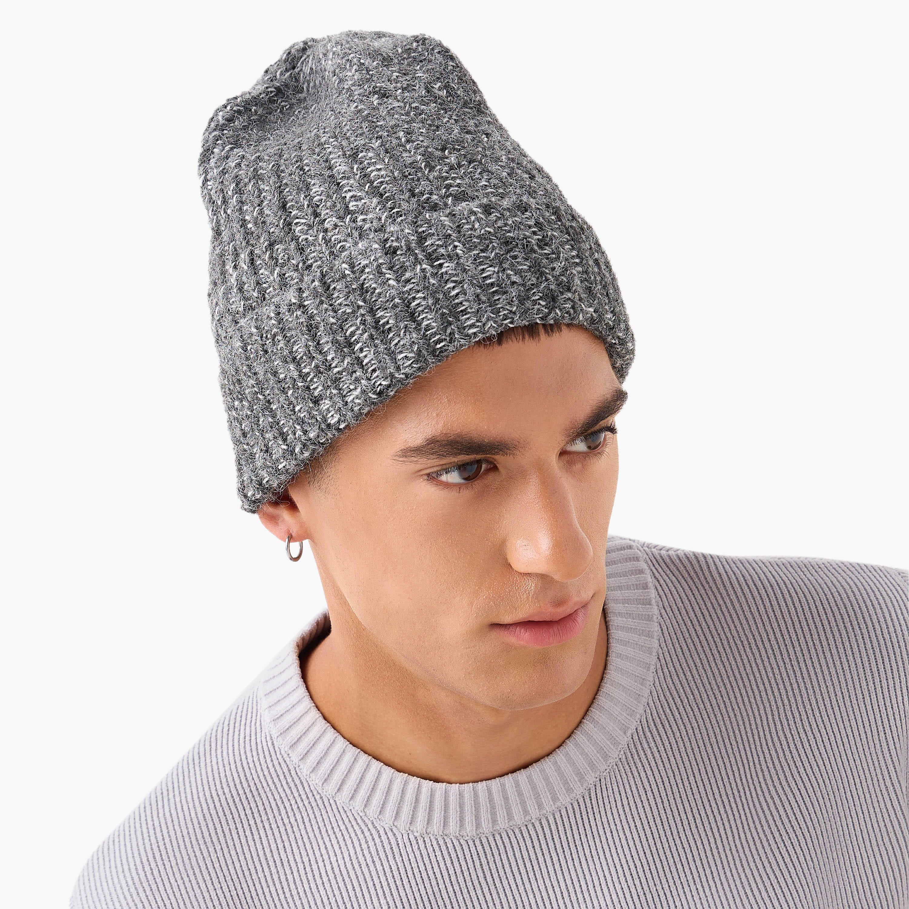 Men Ribbed Beanie Cap - Set of 2-men-caps-image-2