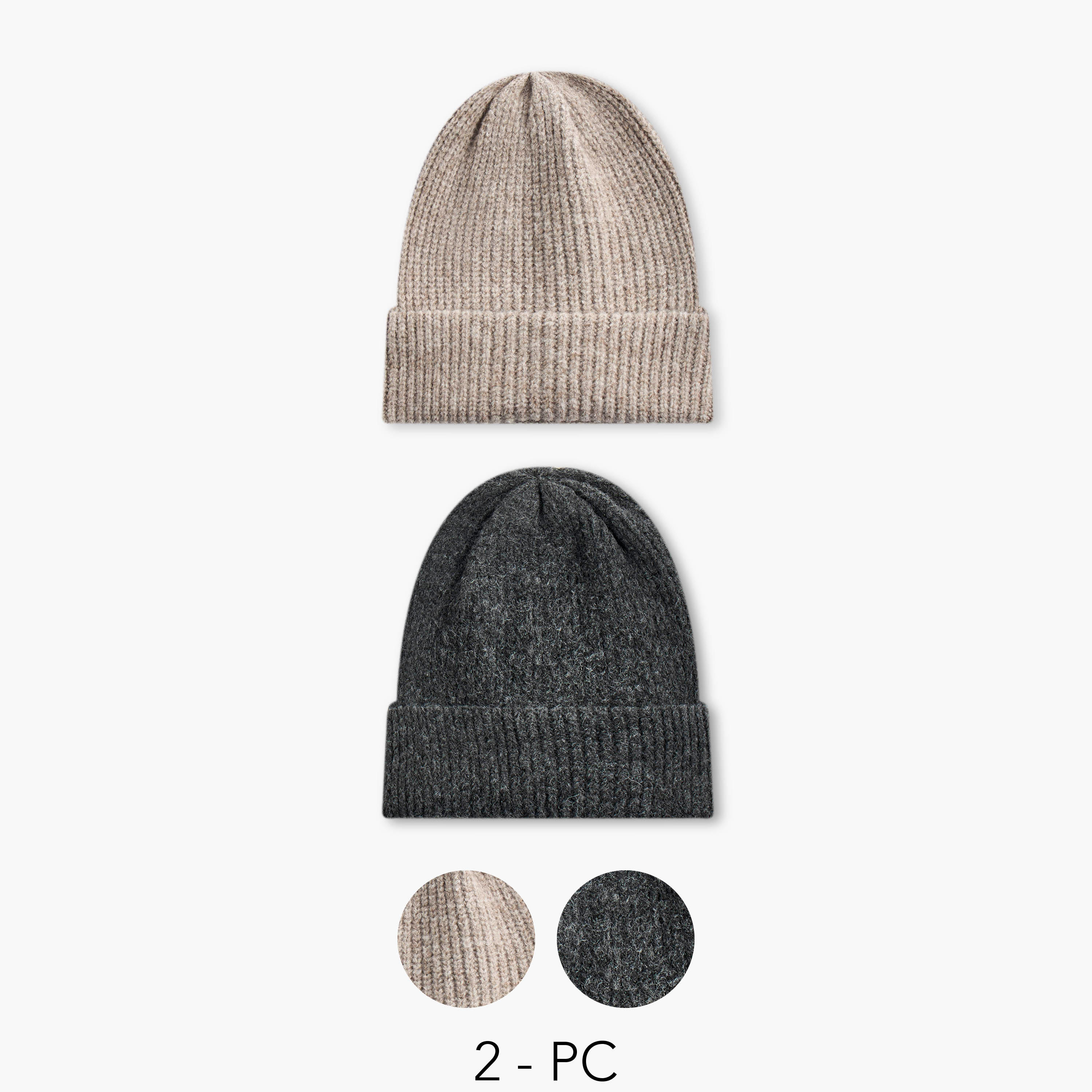 Men Ribbed Beanie Cap - Set of 2-men-caps-image-1