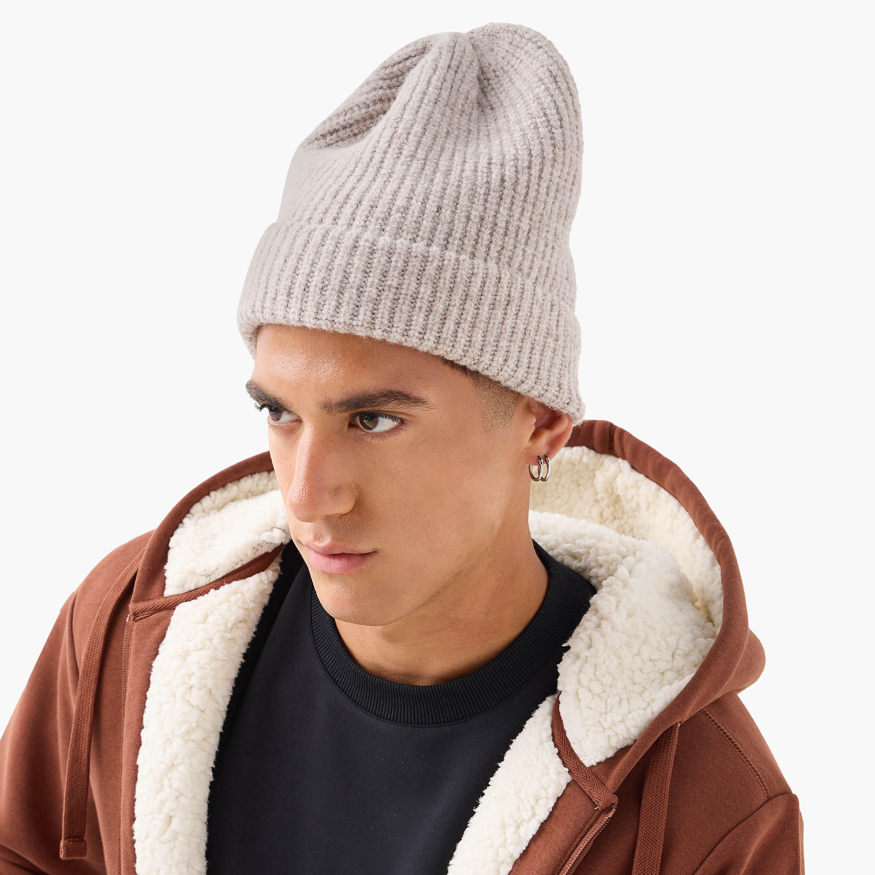 Men Ribbed Beanie Cap - Set of 2-men-caps-image-2