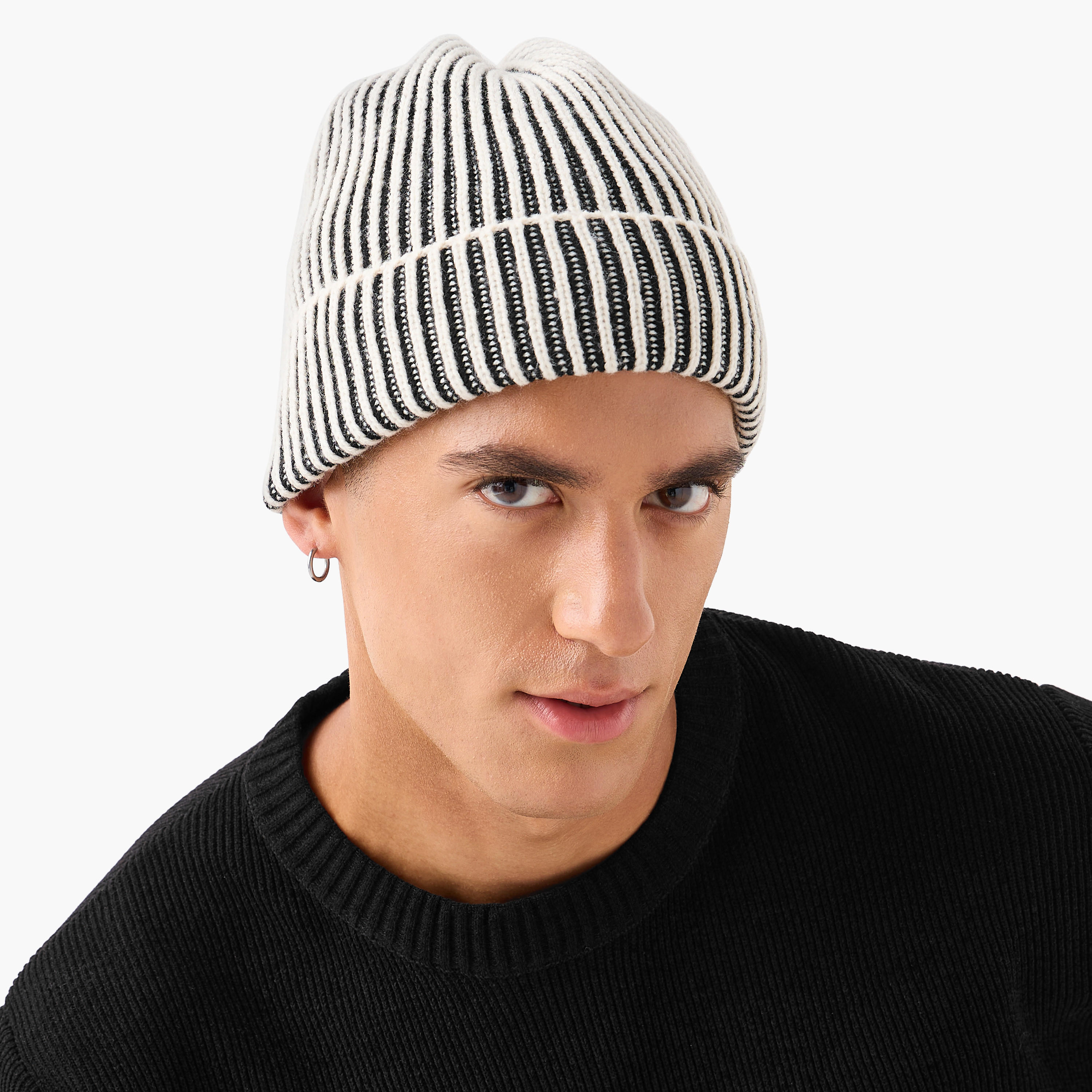 قبعة بيني مضلعة بارزة الملمس للرجال - طقم من قطعتين-men-caps-image-5