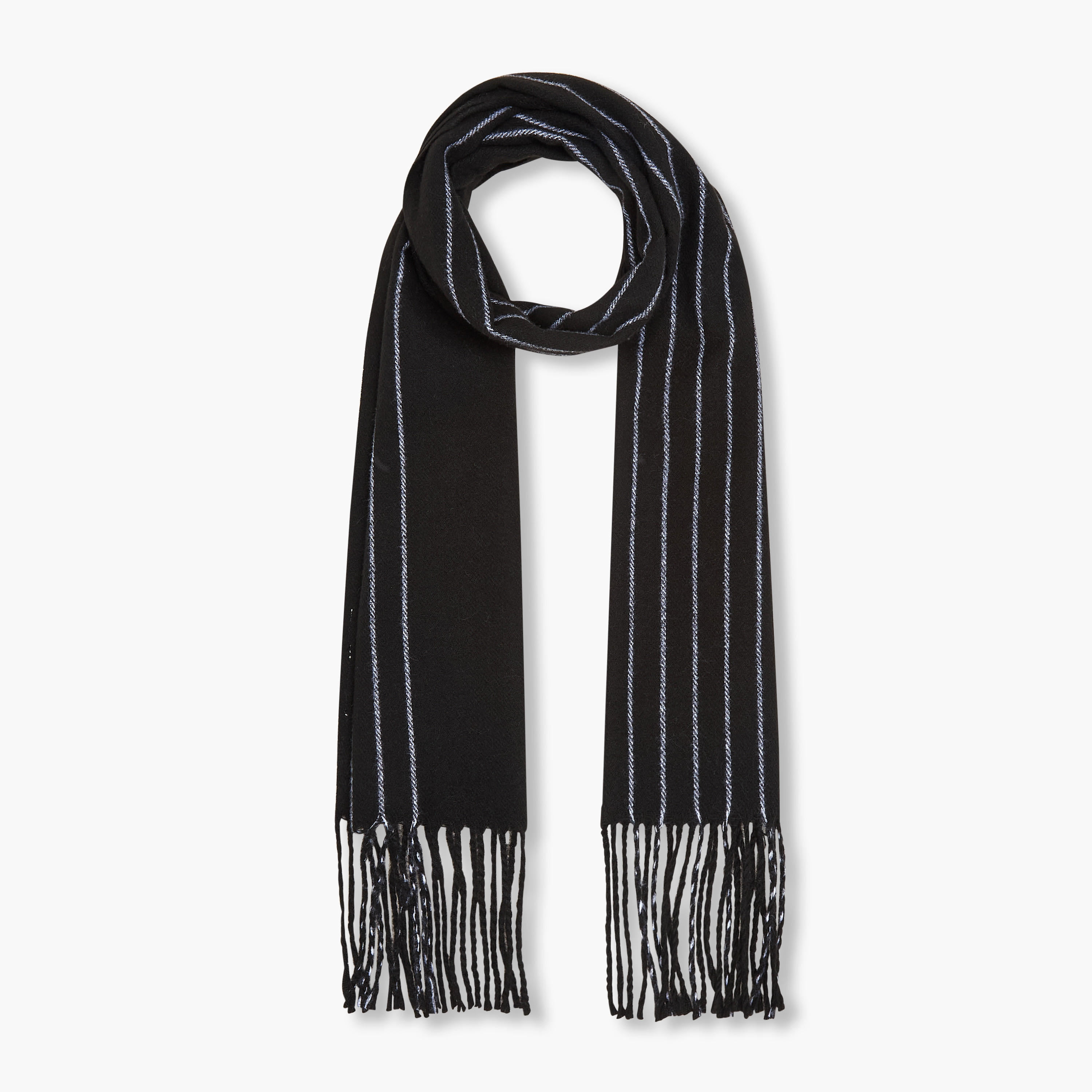 Striped Fringe Detail Scarf-men-scarvesandgloves-image-1