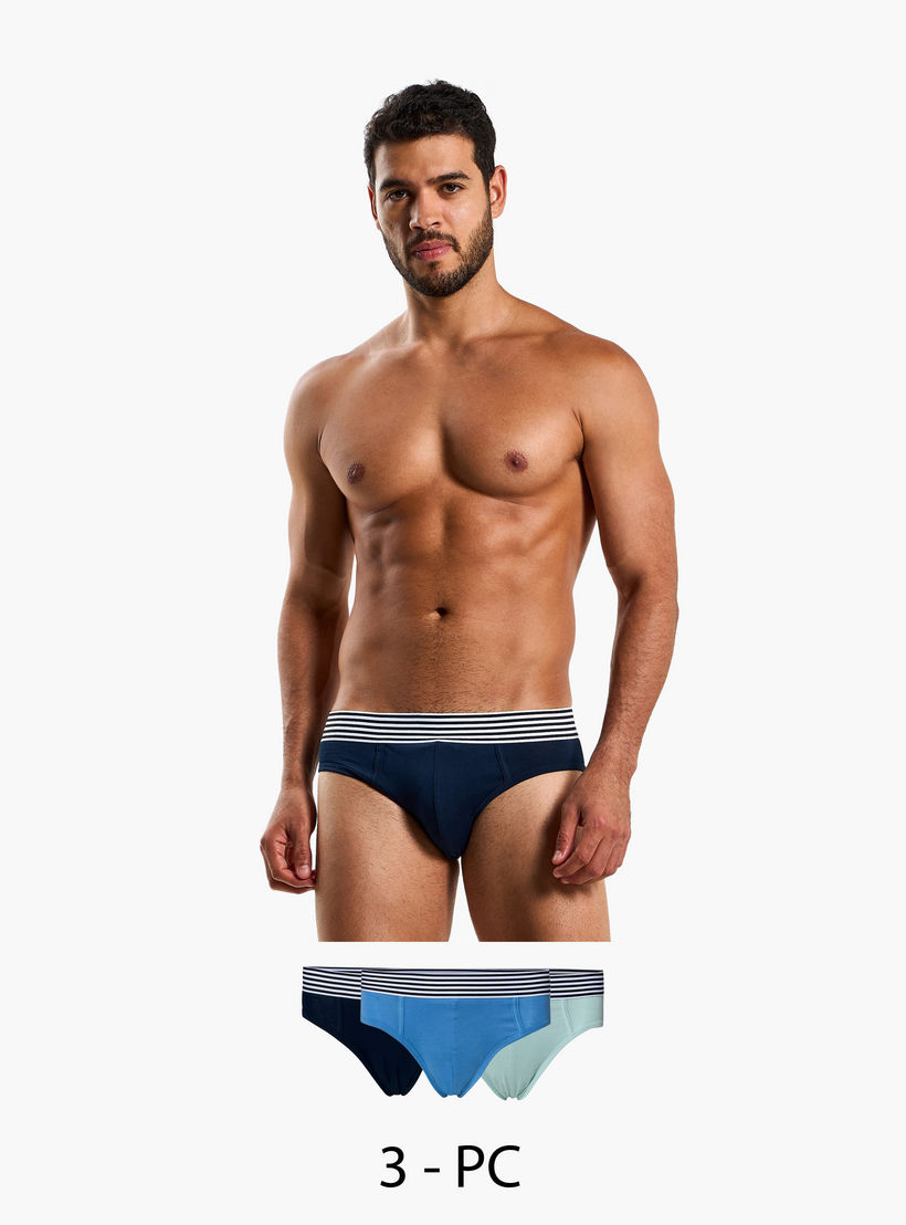 سراويل قطن داخلية مقلمة بخصر مطاطي للرجال - طقم من 3-men-clothing-innerwear-underwear-image-1
