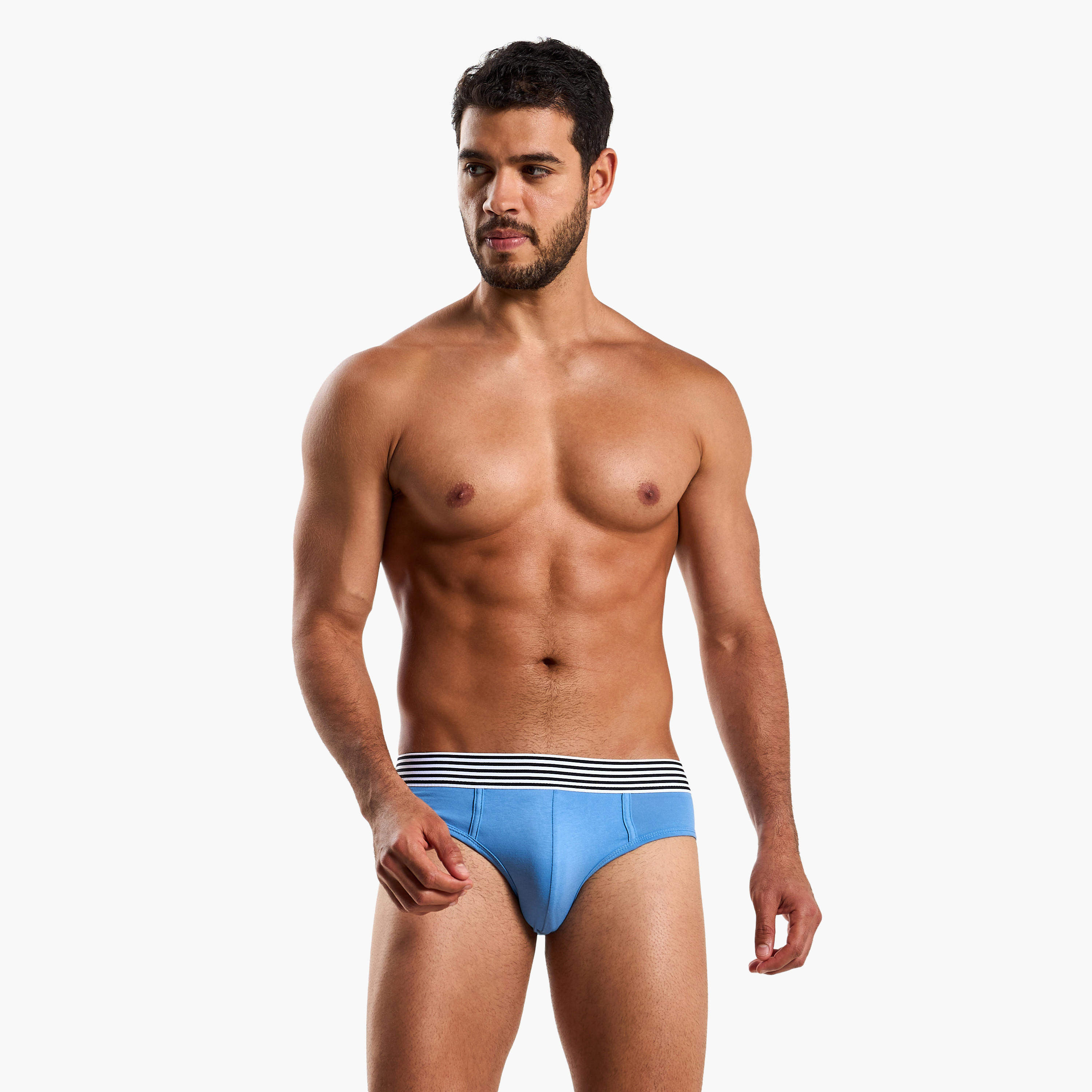 سراويل قطن داخلية مقلمة بخصر مطاطي للرجال - طقم من 3-men-clothing-innerwear-underwear-image-2