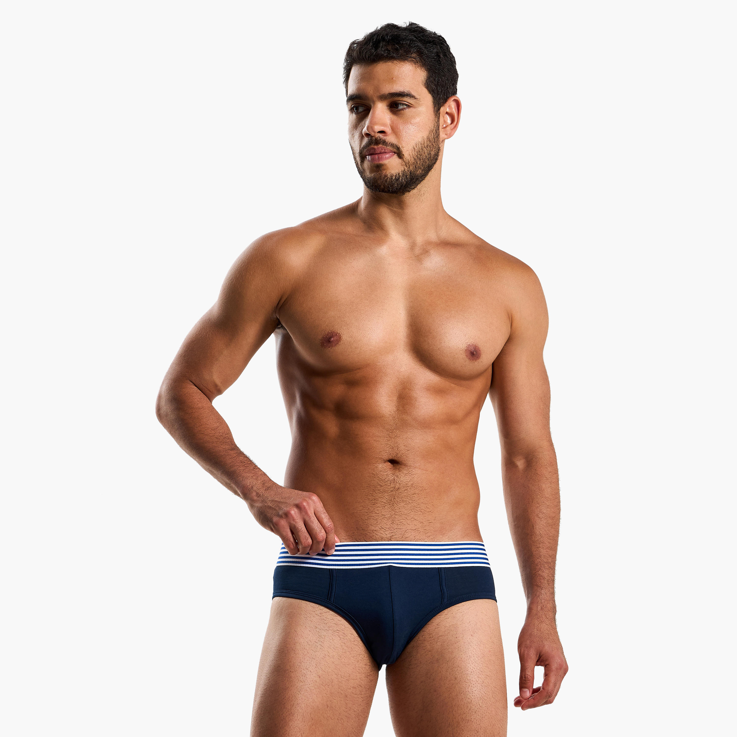 Men Striped Waistband Cotton Briefs - Pack of 3-men-clothing-innerwear-underwear-image-2