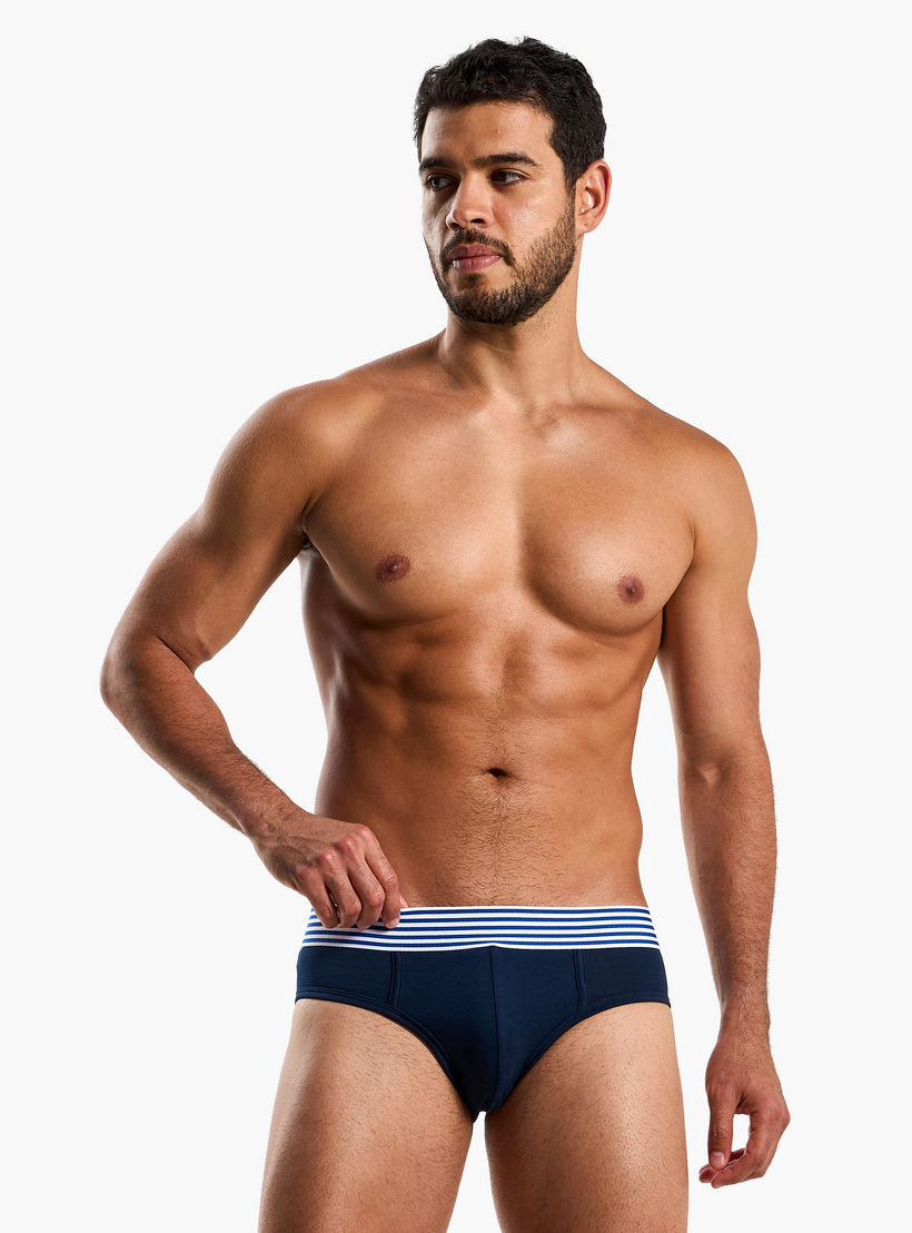 Men Striped Waistband Cotton Briefs - Pack of 3-men-clothing-innerwear-underwear-image-2