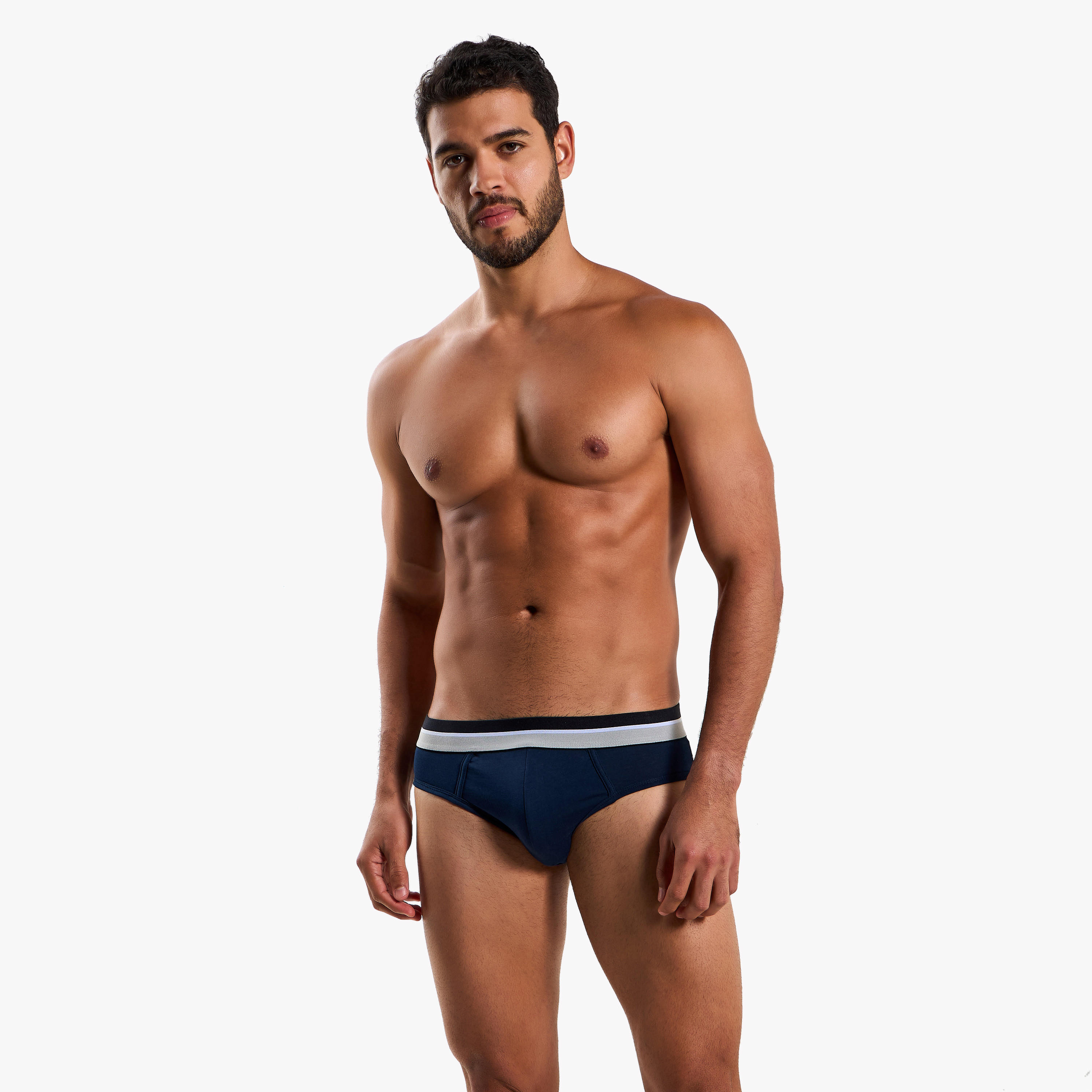 سراويل داخلية قطنية بخصر مطاطي بلون مغاير للرجال - طقم من 3-men-clothing-innerwear-underwear-image-2