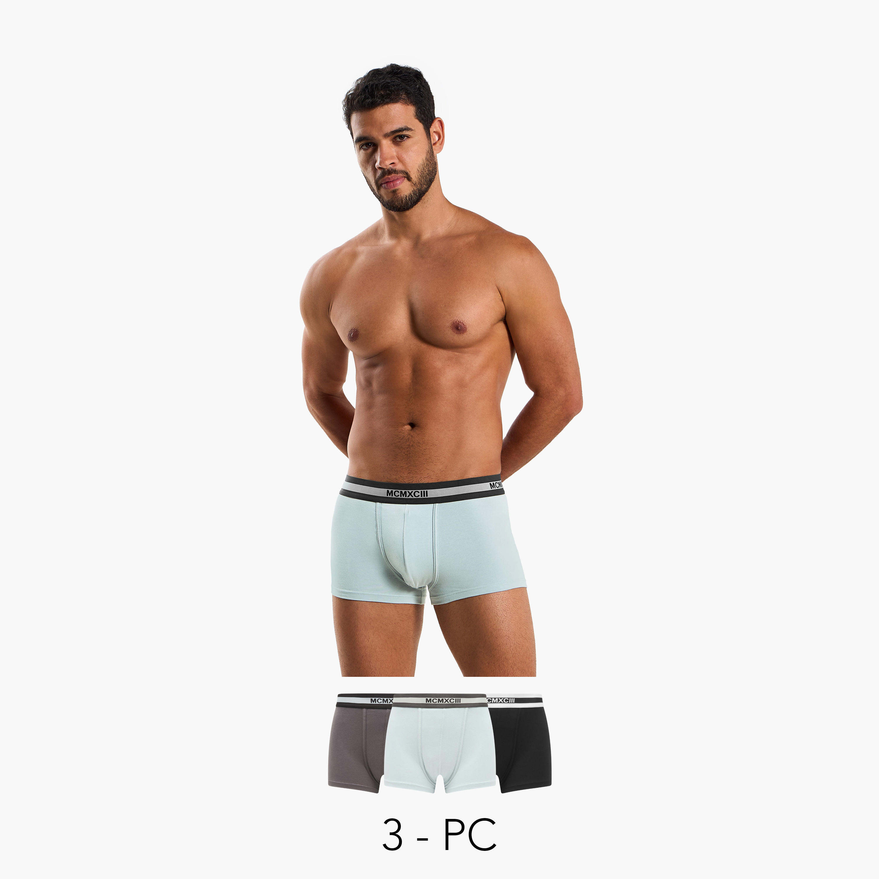 سراويل داخلية هيبستر بخصر مطاطي وطبعات للرجال - عبوة 3 قطع-men-clothing-innerwear-underwear-image-1