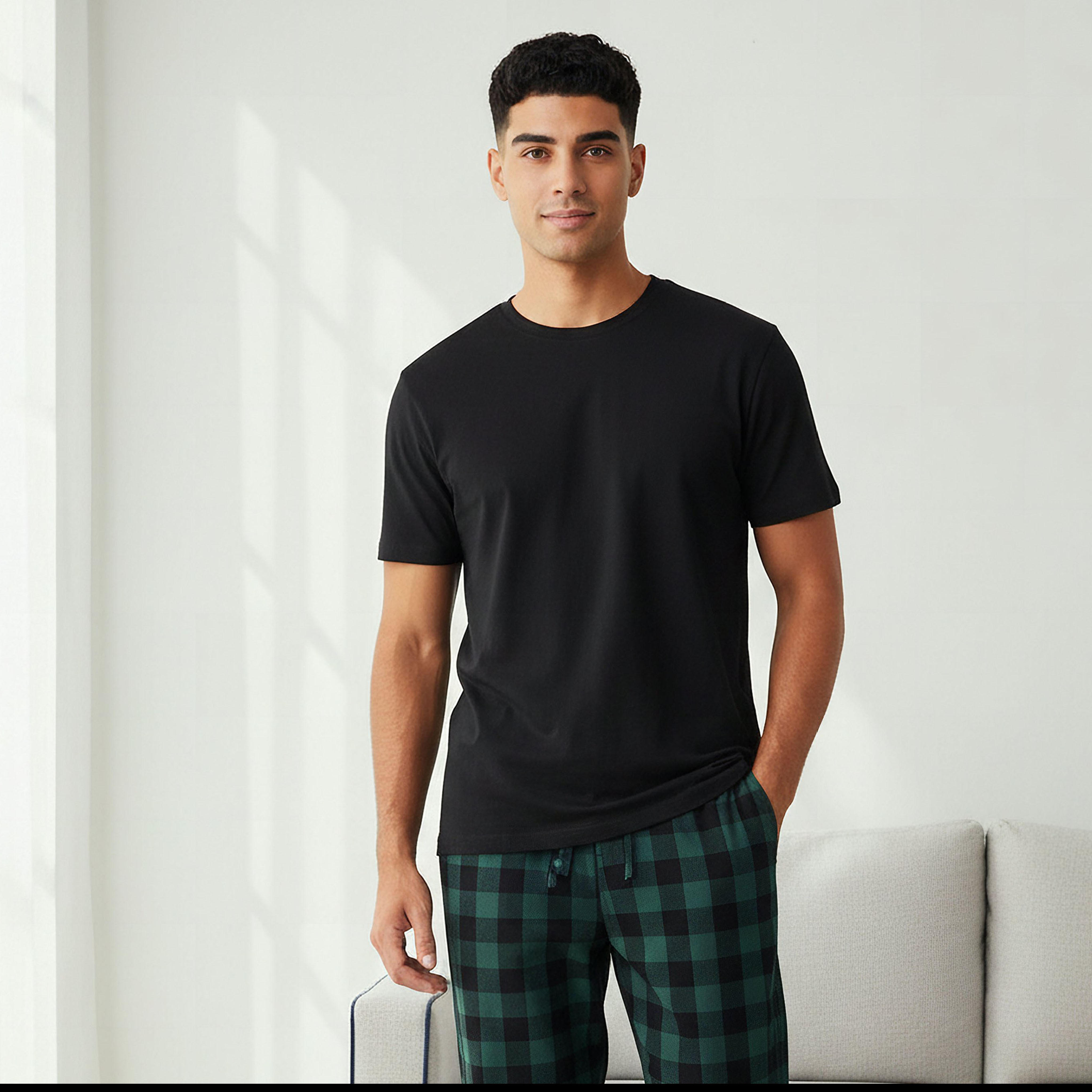 Men Cotton Checked Nightwear Set-men-clothing-nightwear-sets-image-2