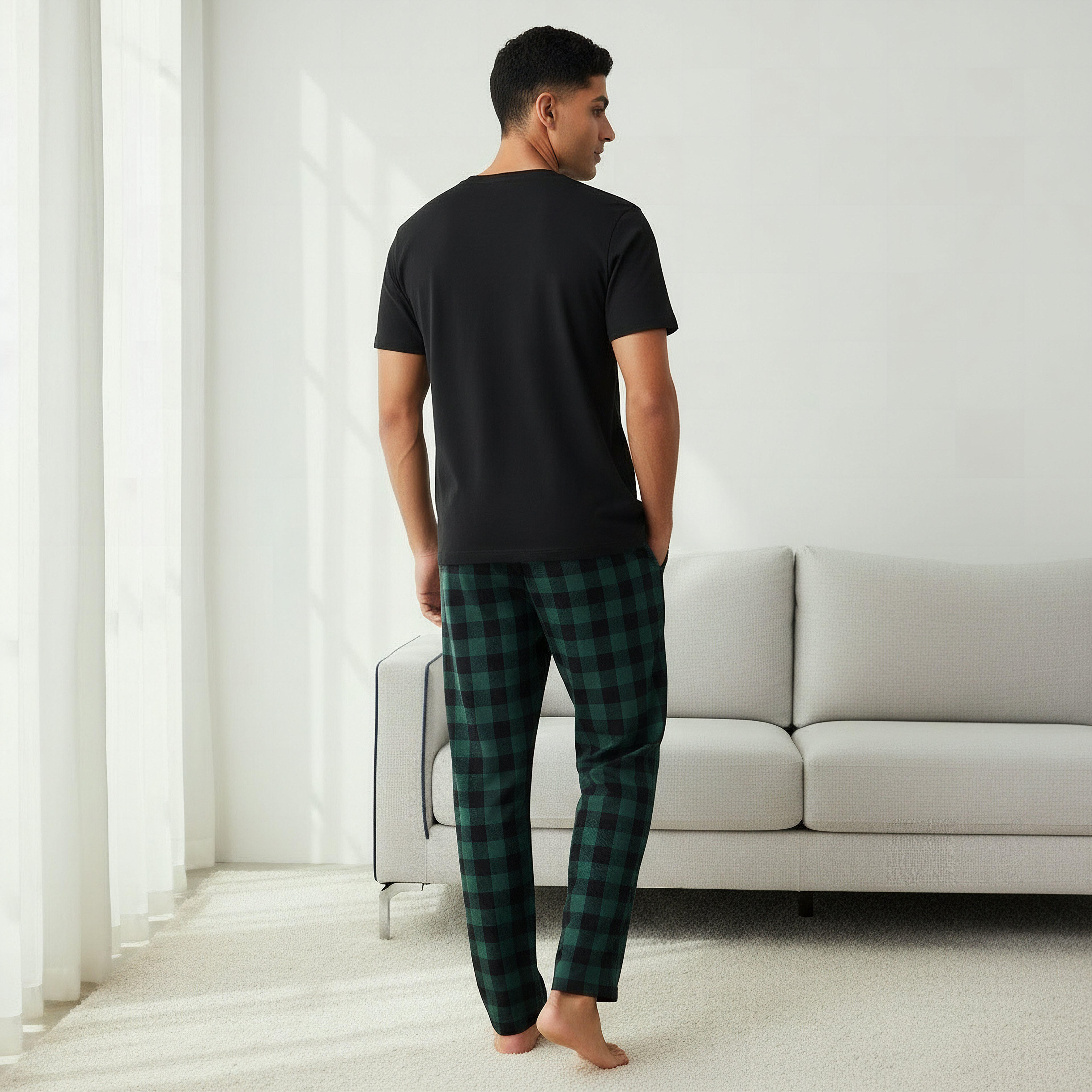 Men Cotton Checked Nightwear Set-men-clothing-nightwear-sets-image-3