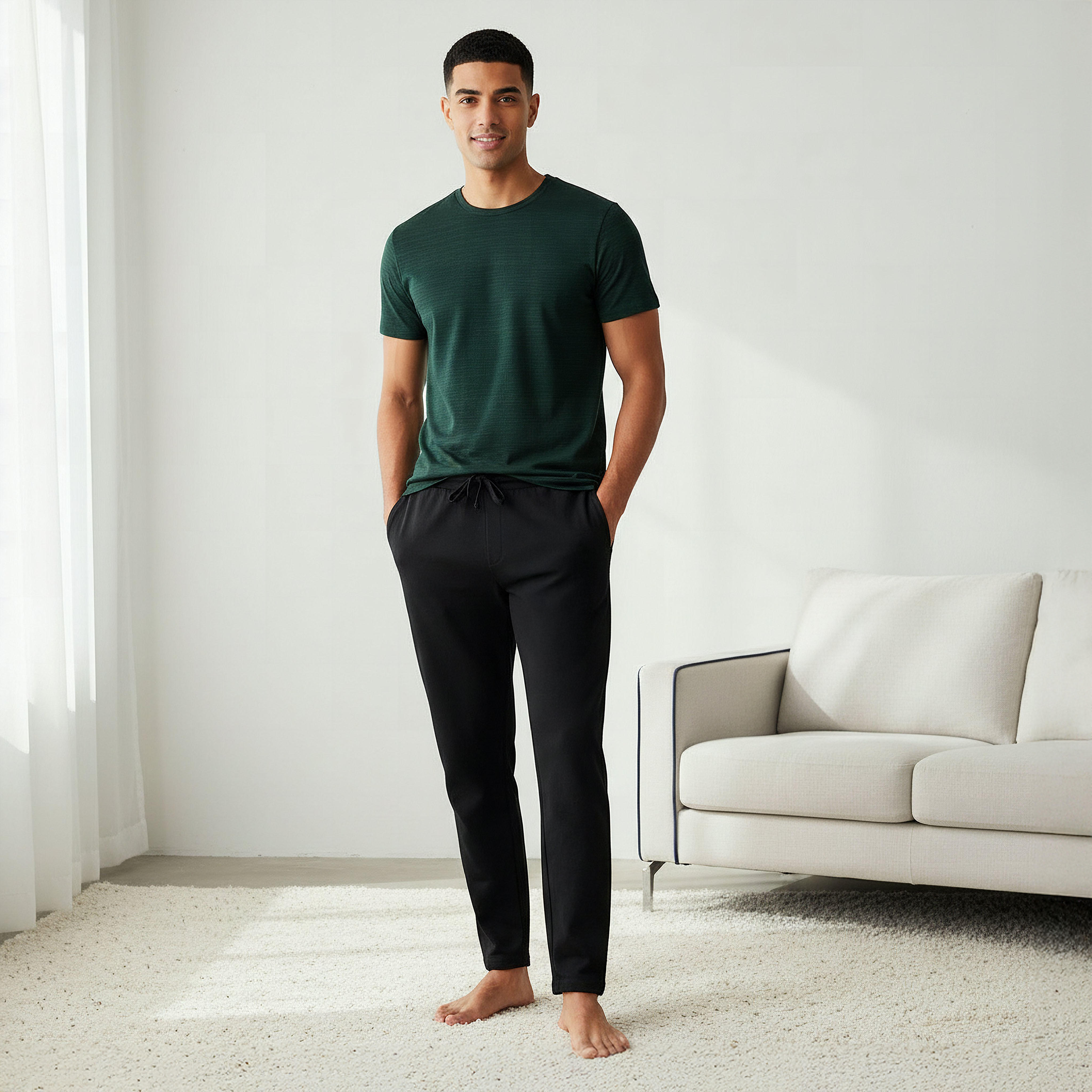 طقم ملابس منزل قطن بجيوب للرجال-men-clothing-nightwear-sets-image-1