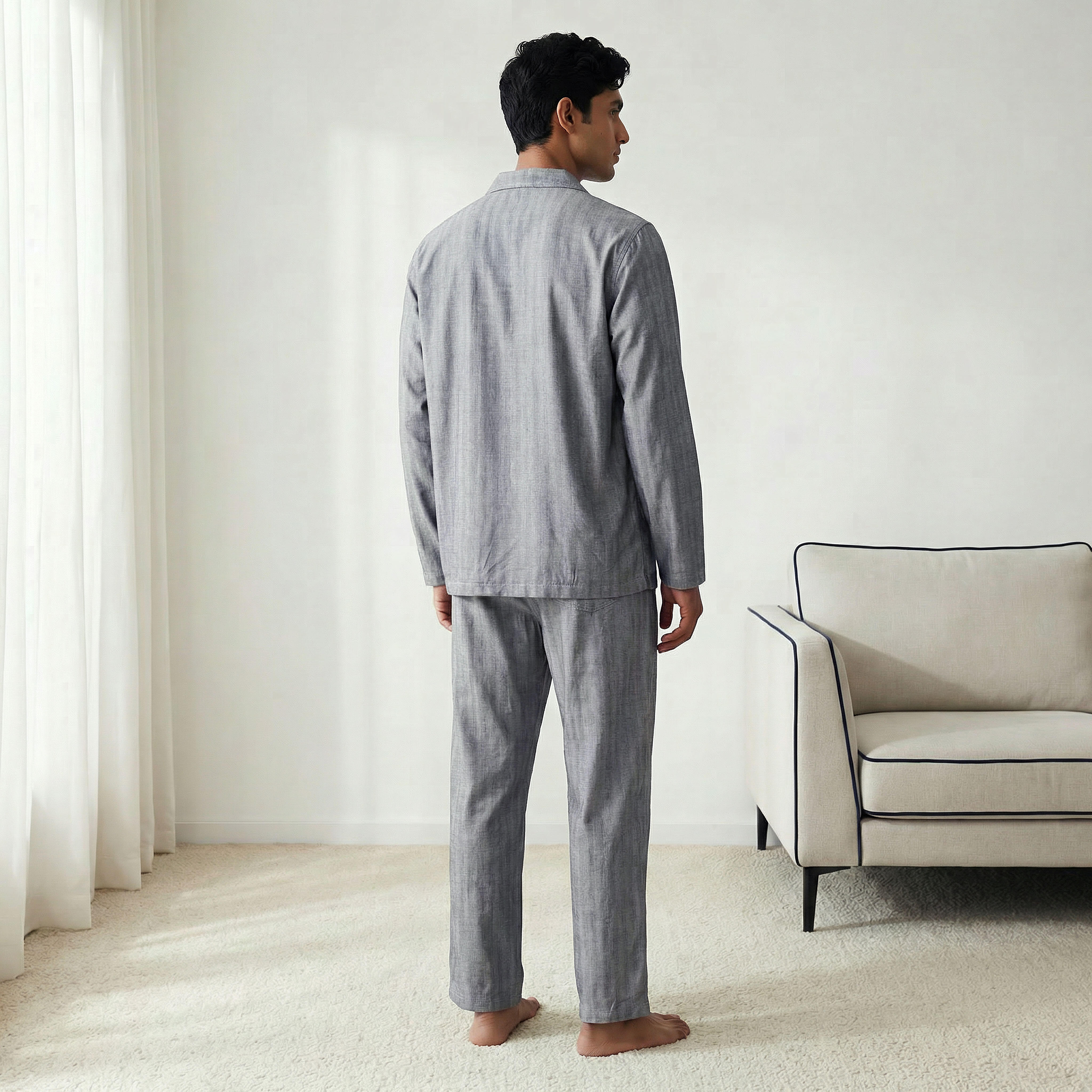 Men Cotton Striped Button Down Nightwear Set-men-clothing-nightwear-sets-image-3