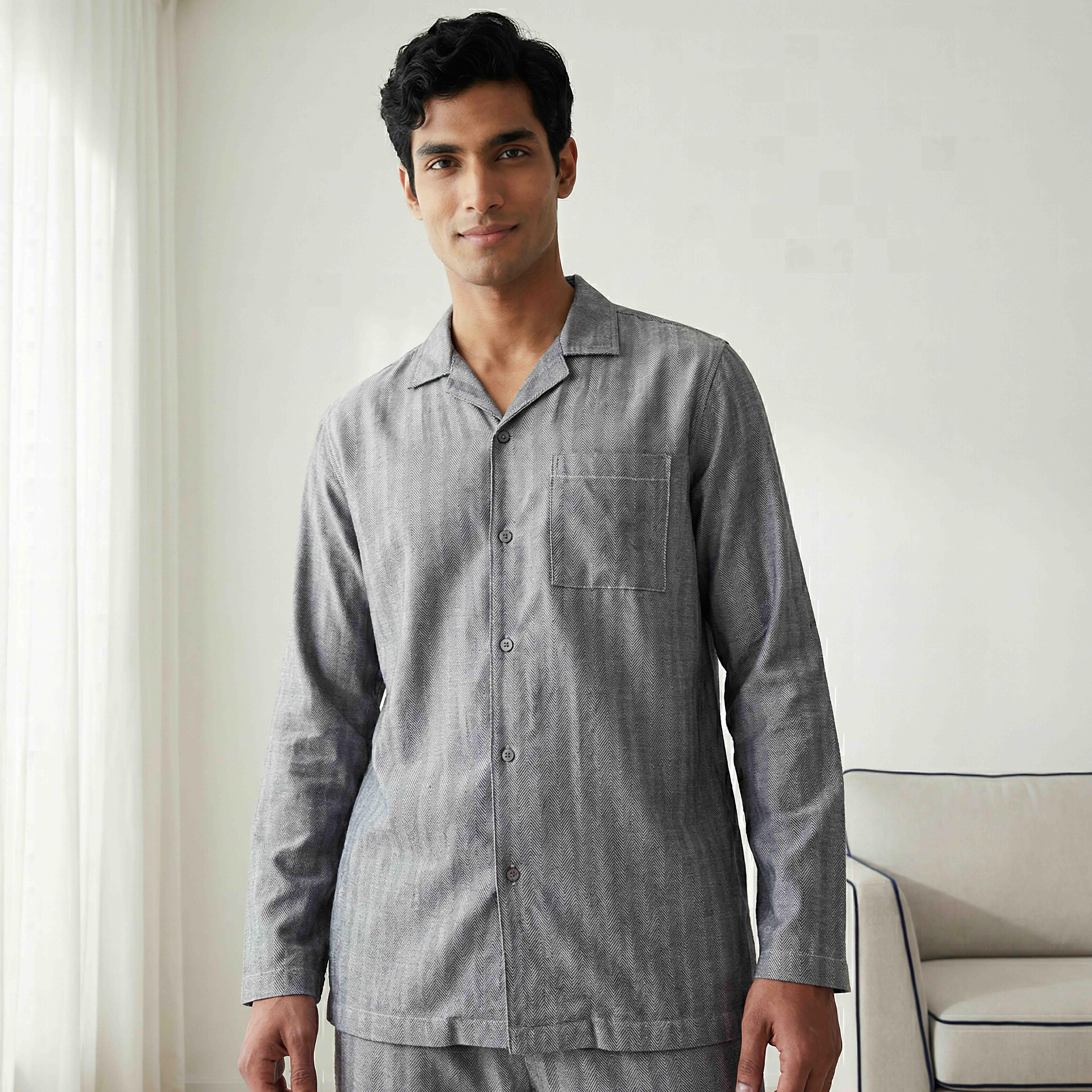Men Cotton Striped Button Down Nightwear Set-men-clothing-nightwear-sets-image-4