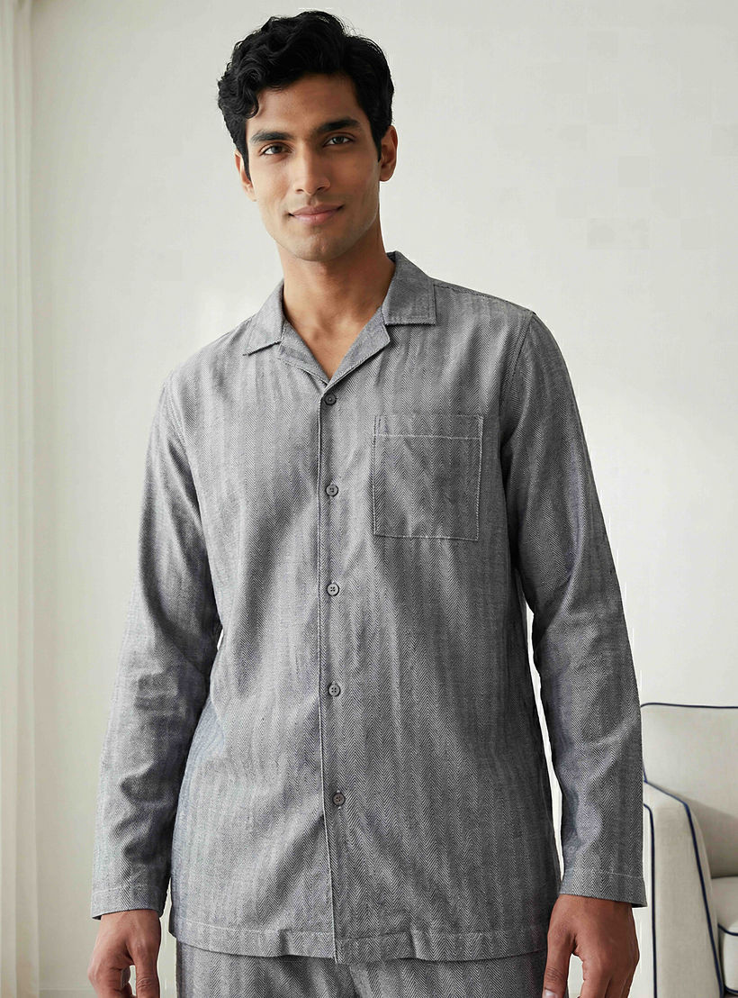 Men Cotton Striped Button Down Nightwear Set-men-clothing-nightwear-sets-image-4